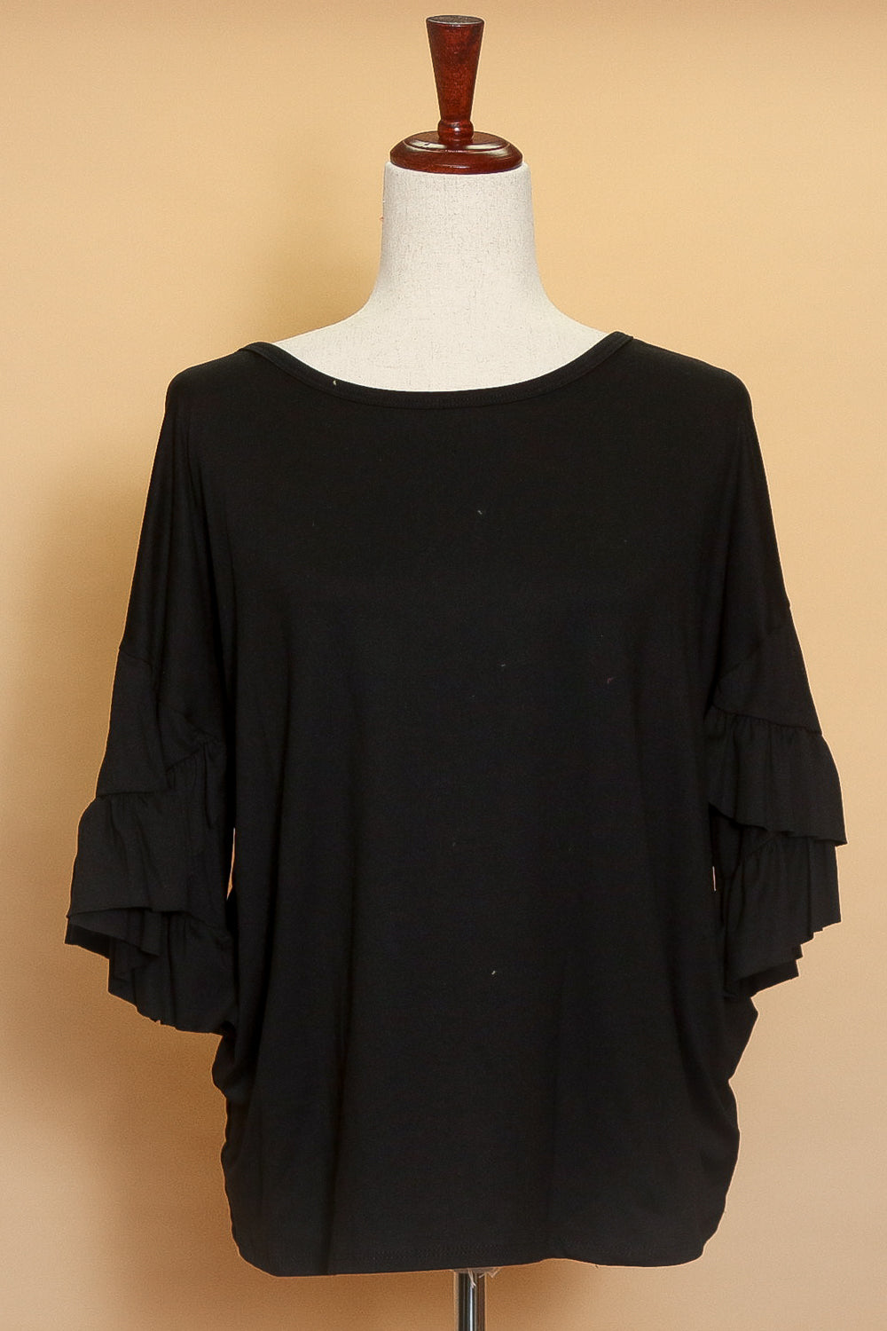 Scoop neck double ruffle single layer top main image 0