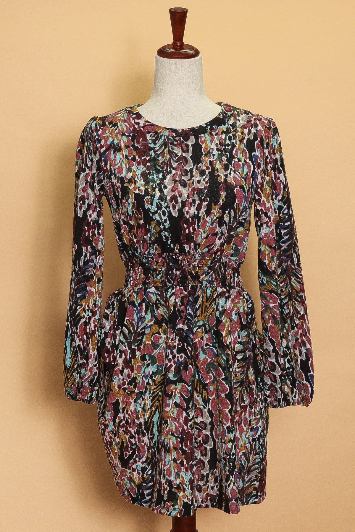 Women's Watercolor Floral Smocked Waist Dress main image 1