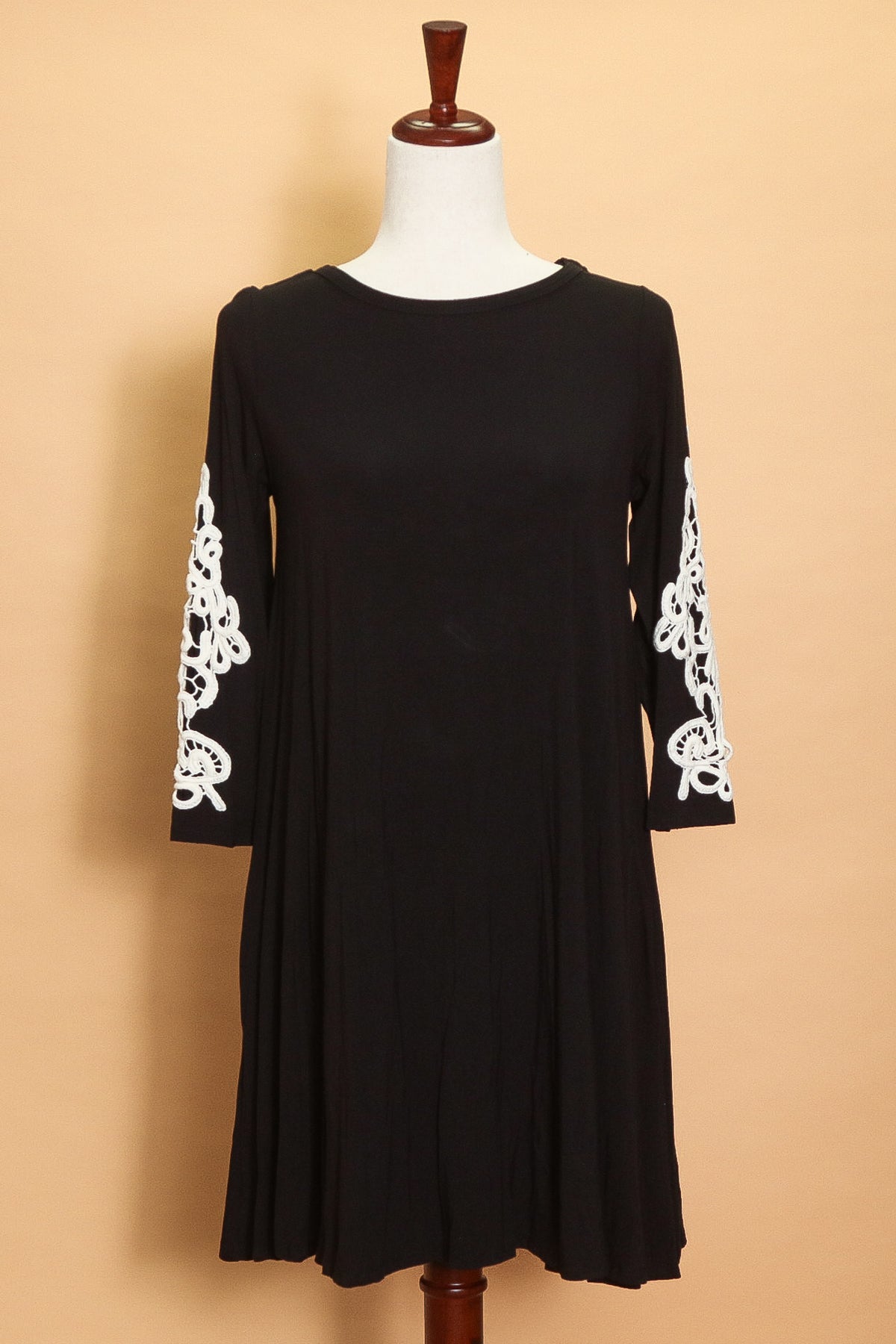 Black Crochet Sleeve Dress