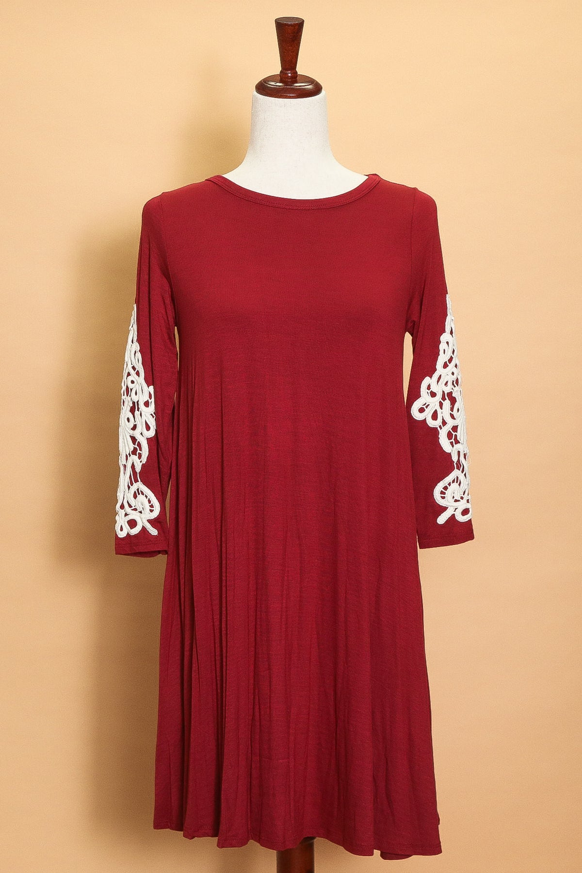 Red Crochet Sleeve Dress