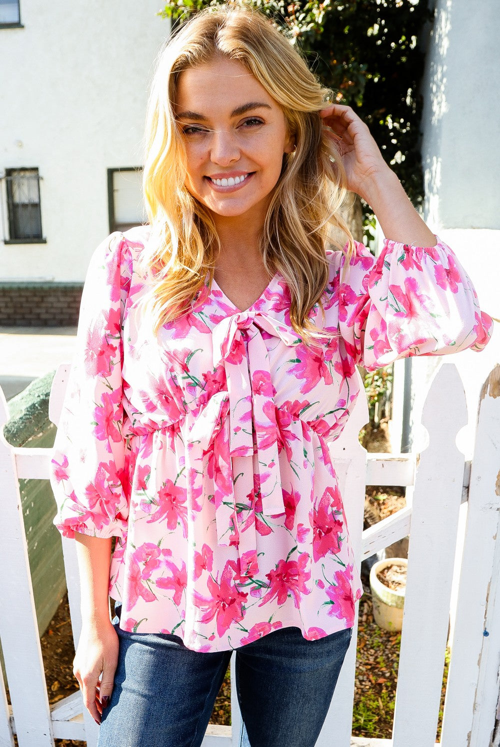 Floral Embroidered Black Babydoll Top