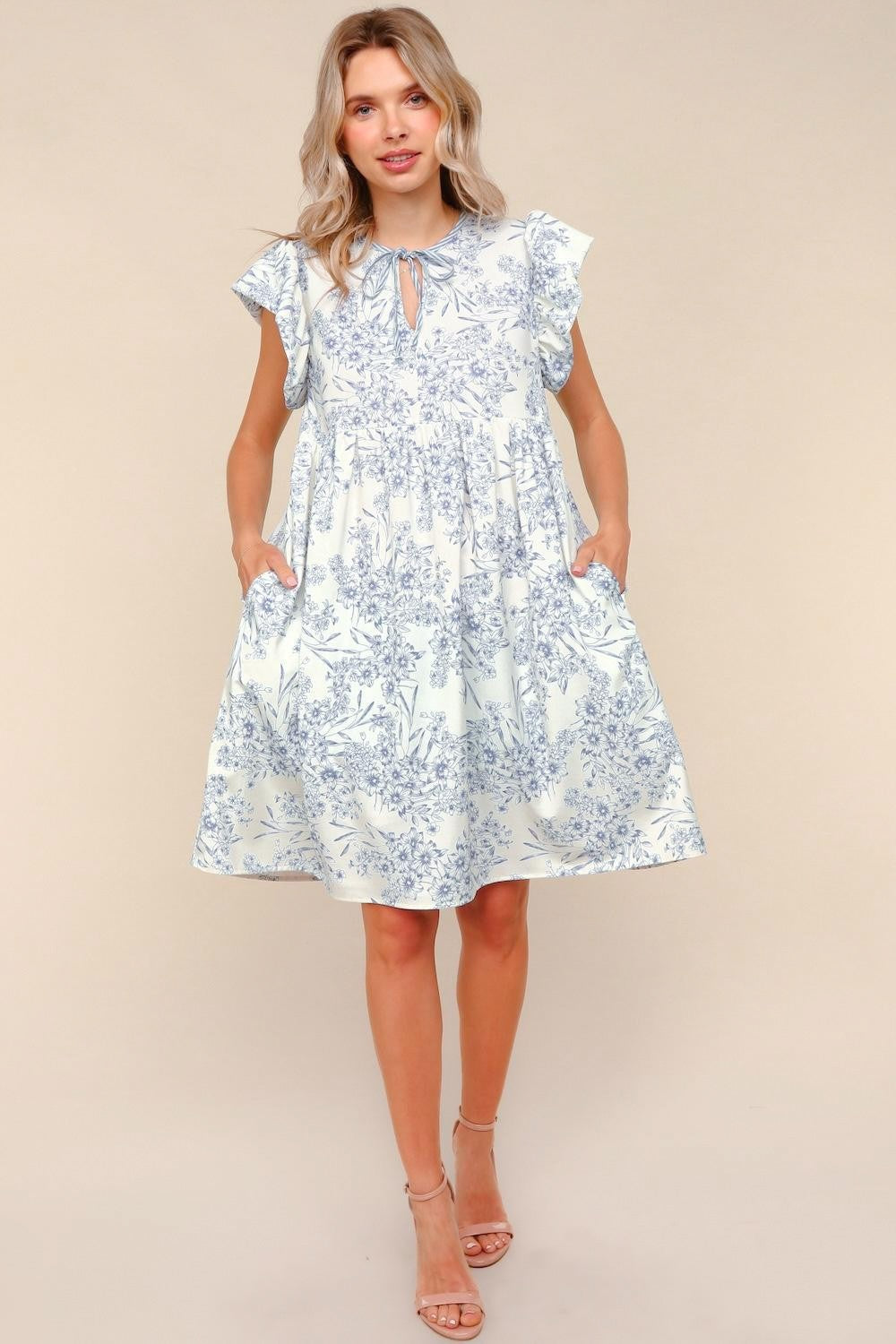 Umgee Heart Pattern Short Sleeve Ruffle Babydoll Dress main image 0