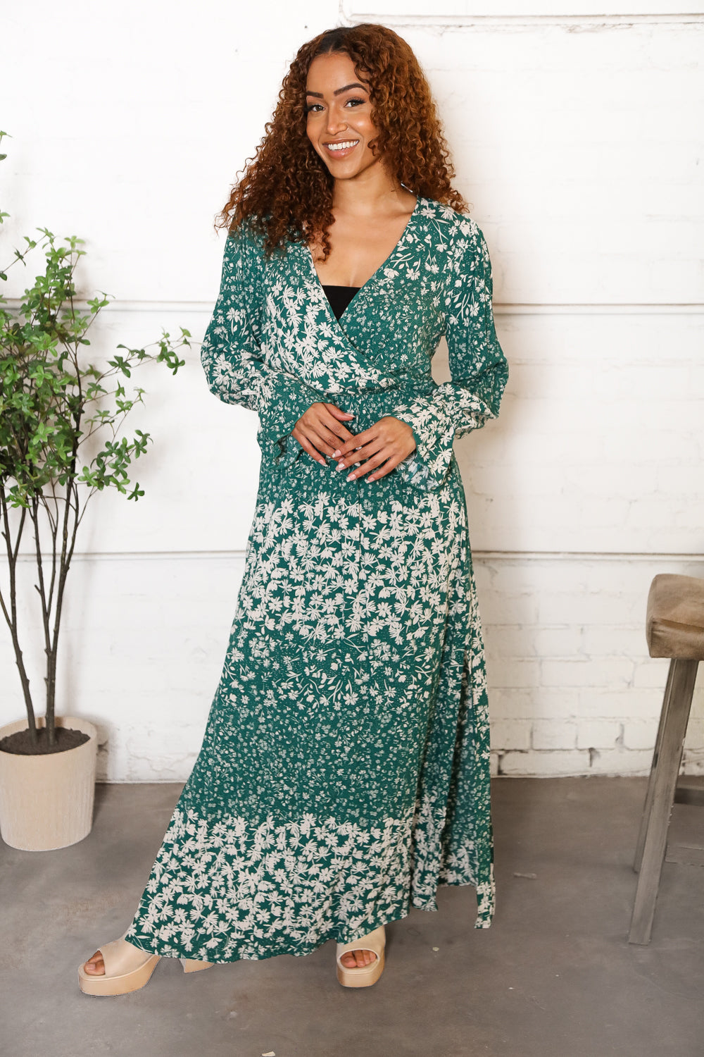 Green Floral Maxi Dress