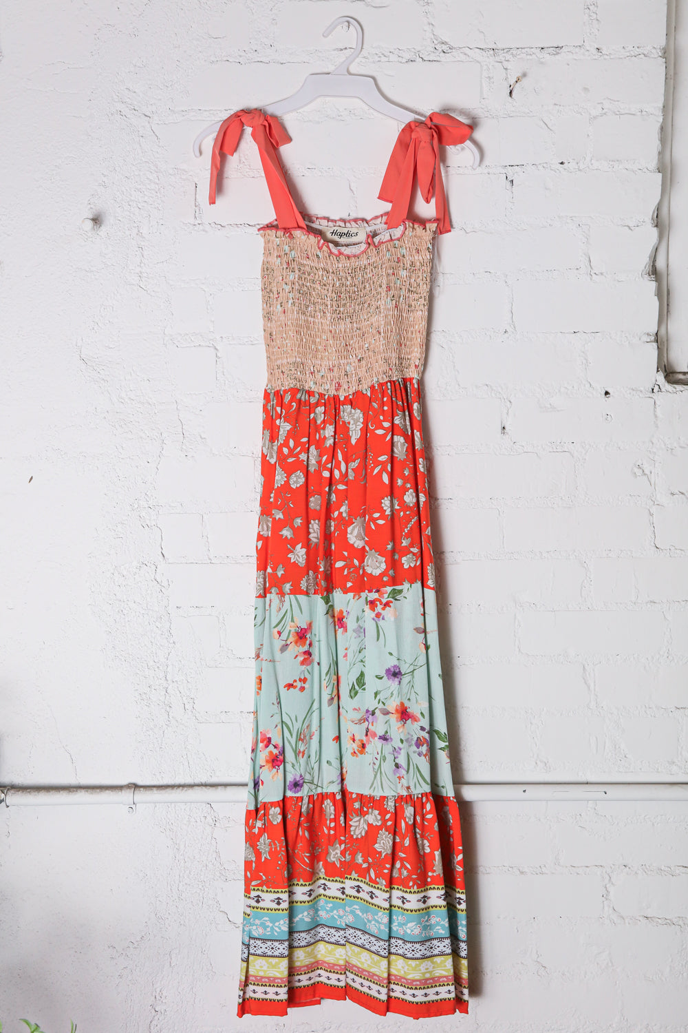 Moxidress Floral Print Strapless Ruffle Tube Top and Smocked Waist Wide Leg Pants