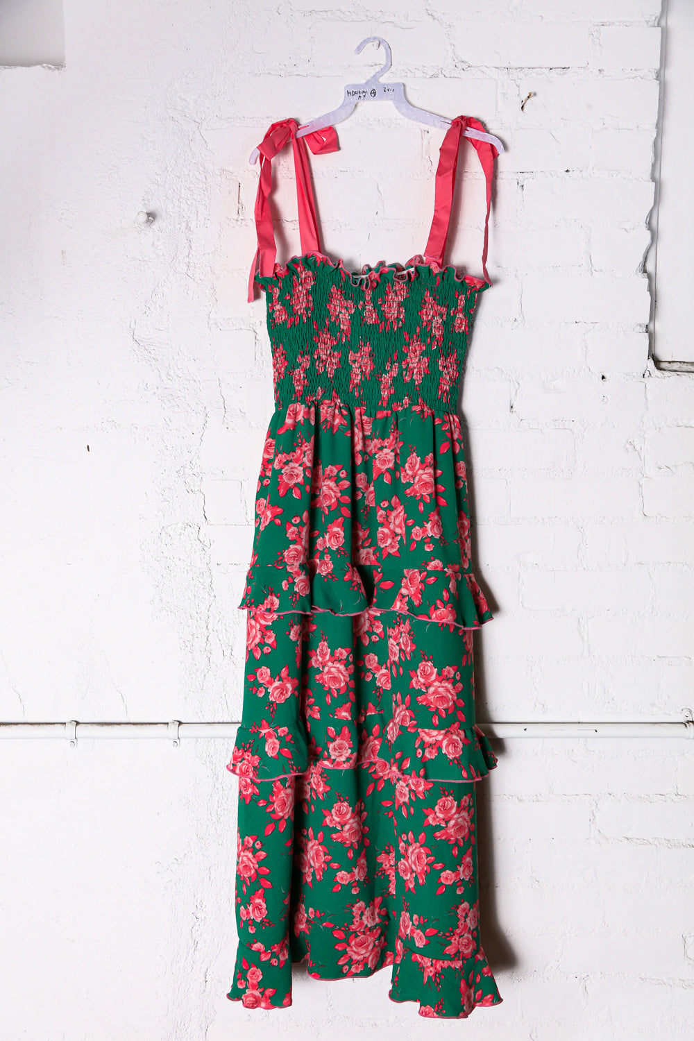 Plus Green Floral Smocked Dress