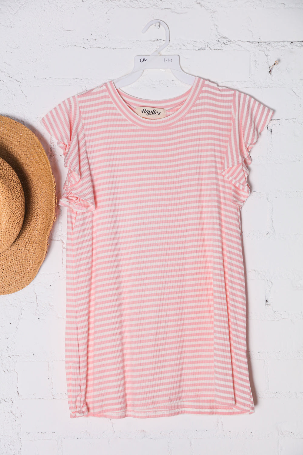 Pink & Taupe Striped Top