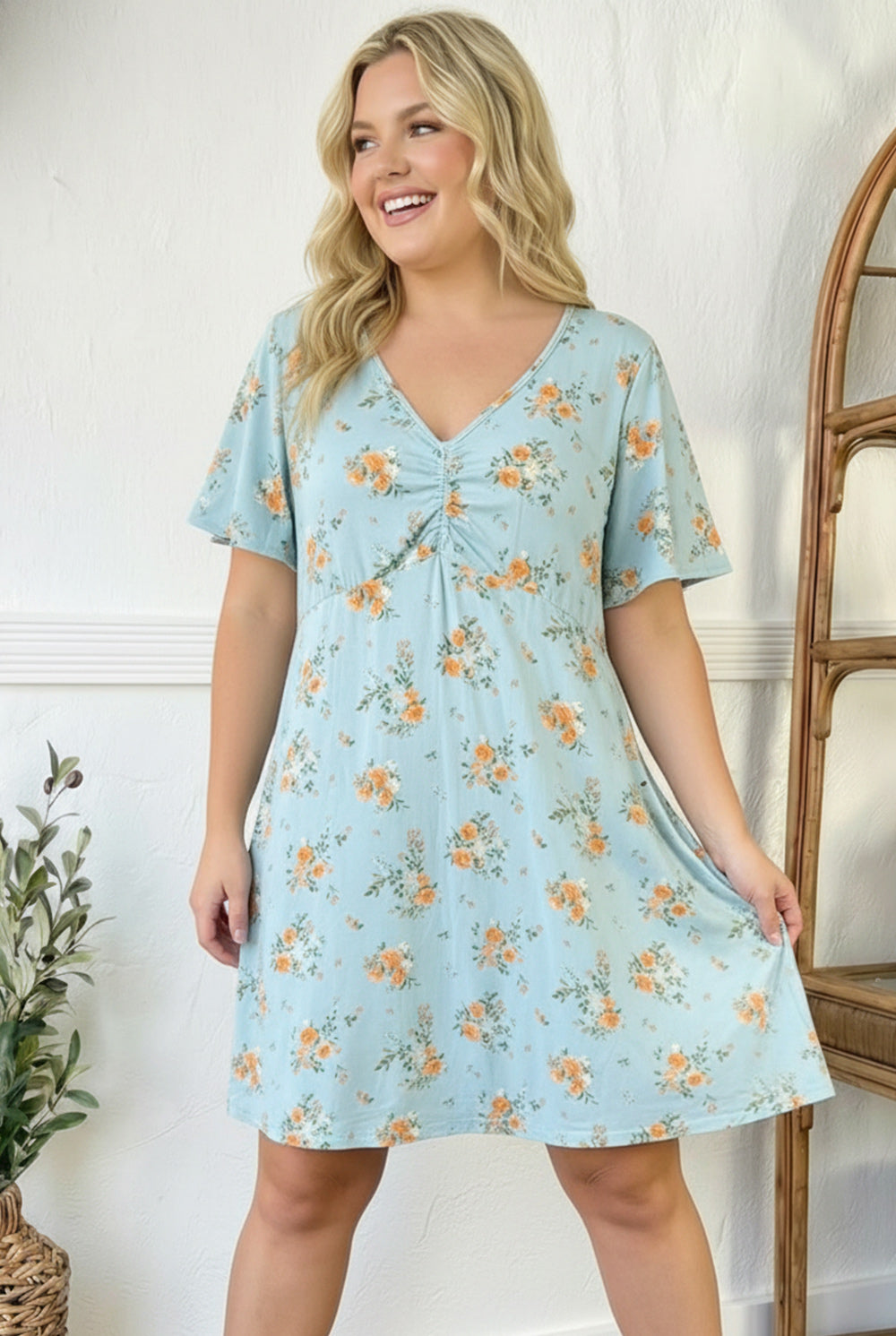 Plus Blue Floral Dress