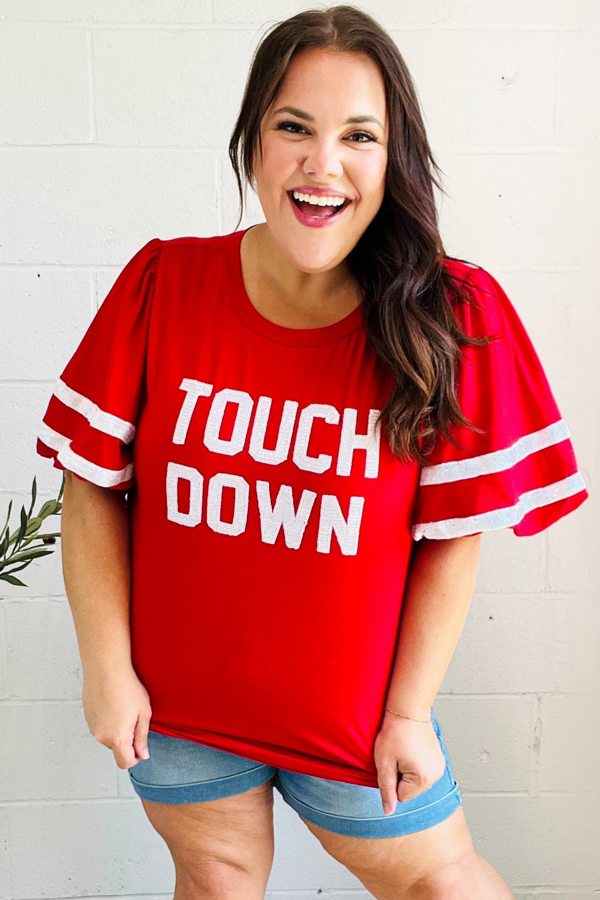 Maroon Sequin Touchdown Top main image 1