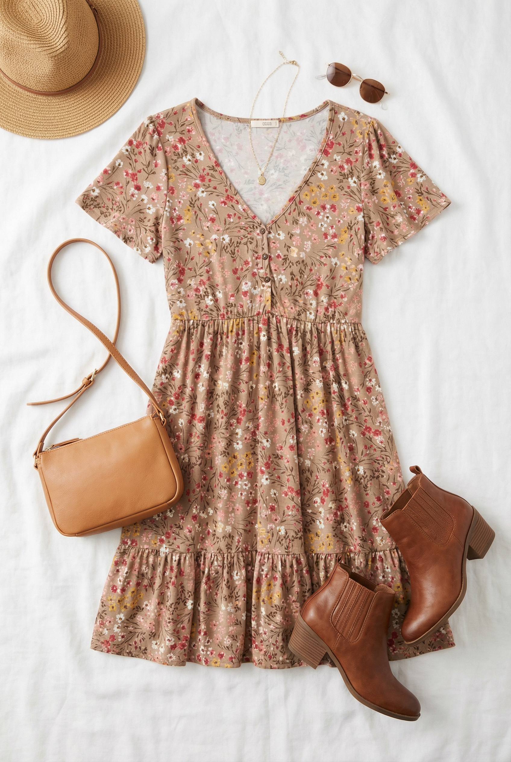 Brown Floral Dress