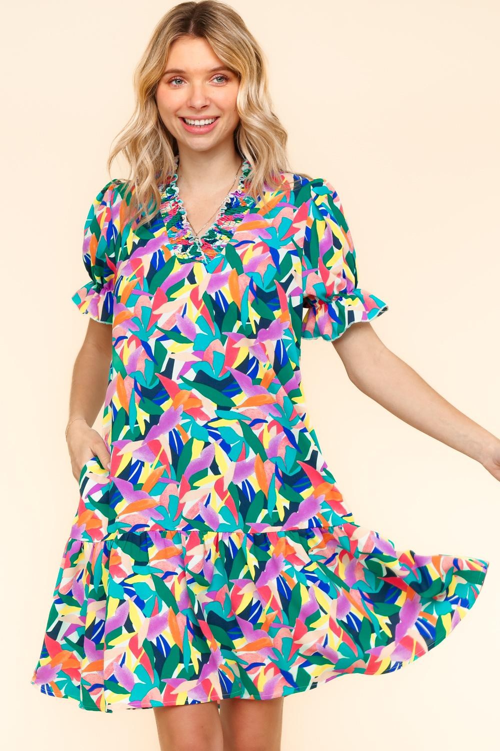 Polyester Tropical Structural Dress