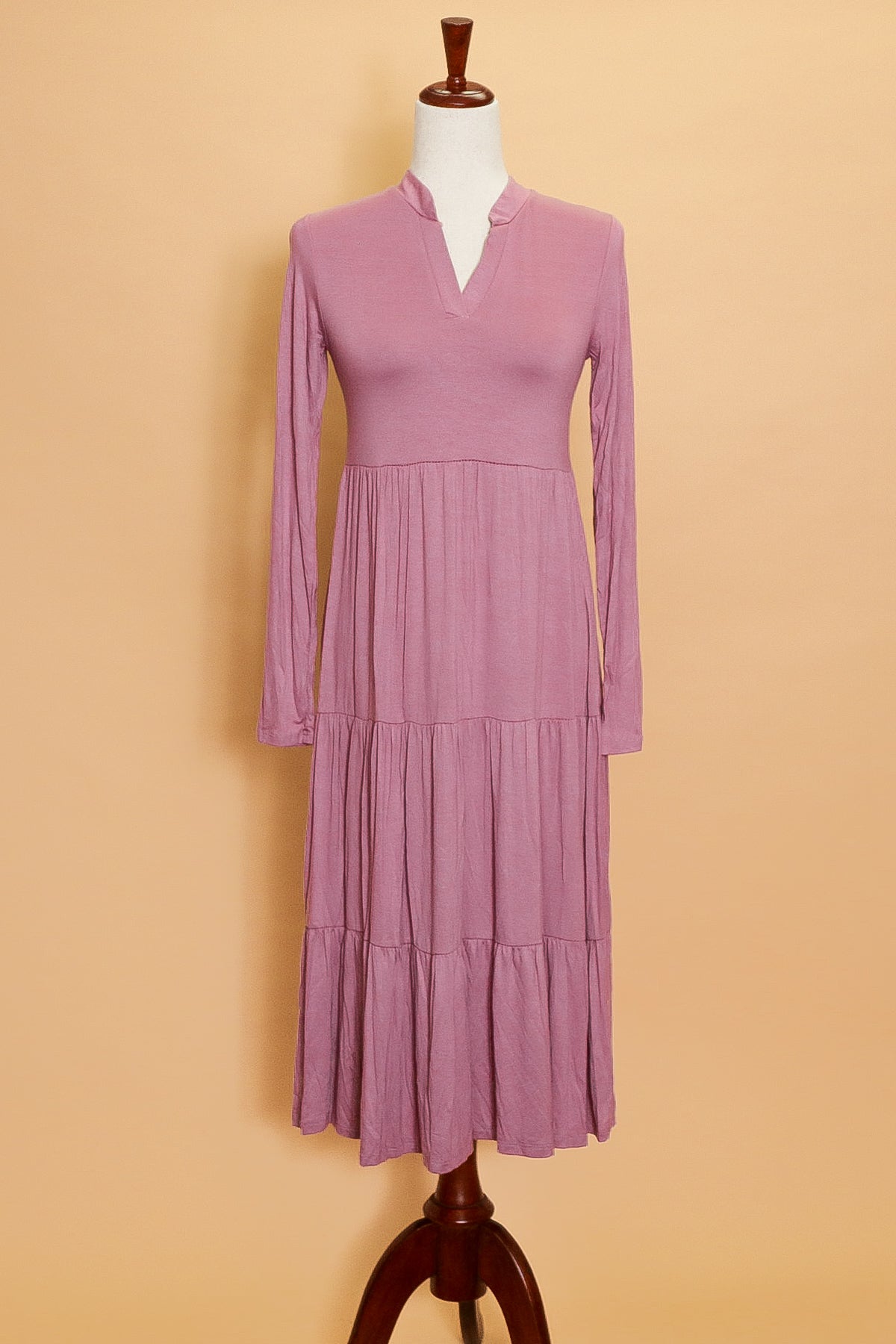 Lilac Tiered Long Sleeve Dress