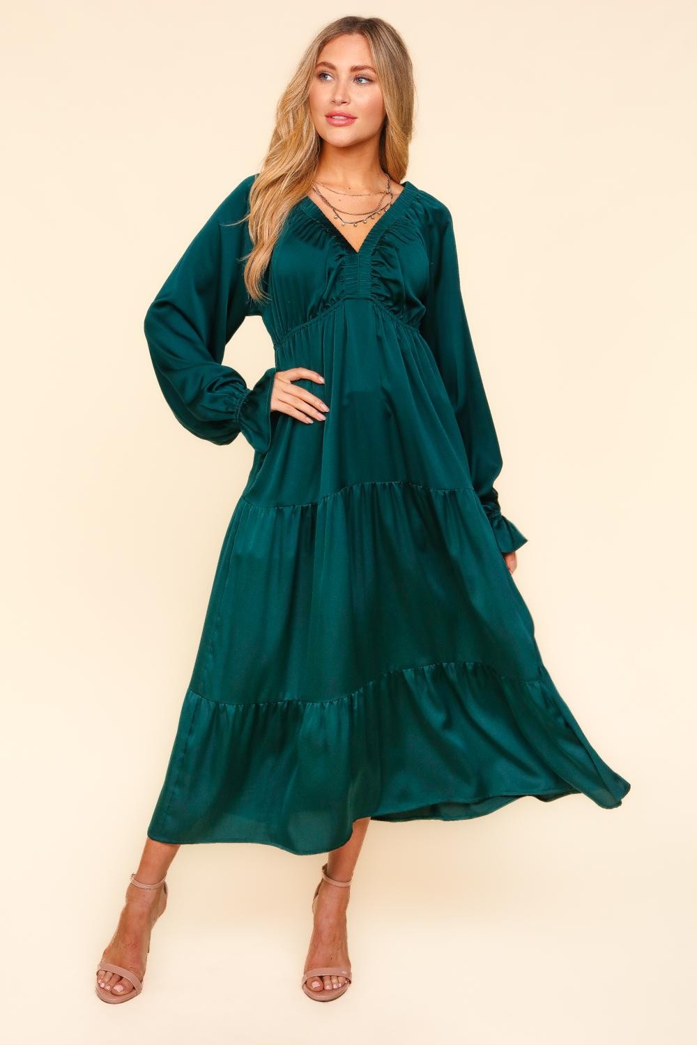 BABYDOLL MAXI DRESS WITH SIDE POCKET