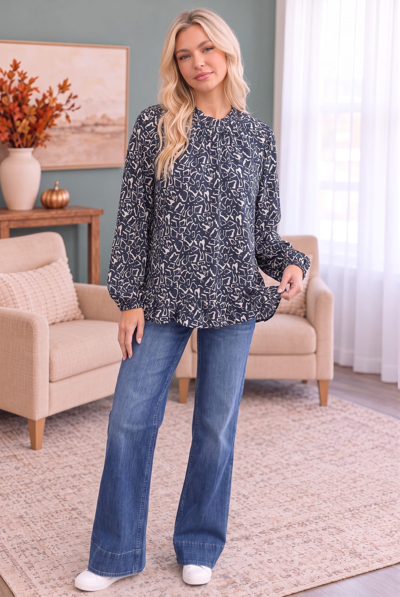 Slate Blue Woven Blouse