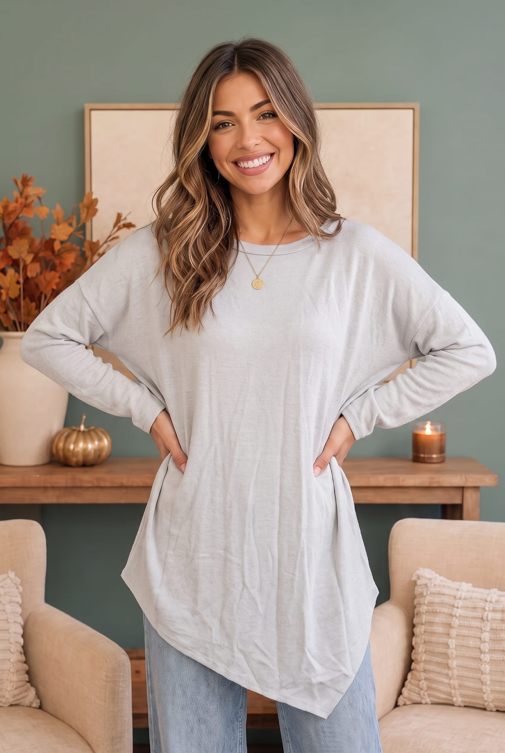 Space Grey Hacci Asymmetrical Top