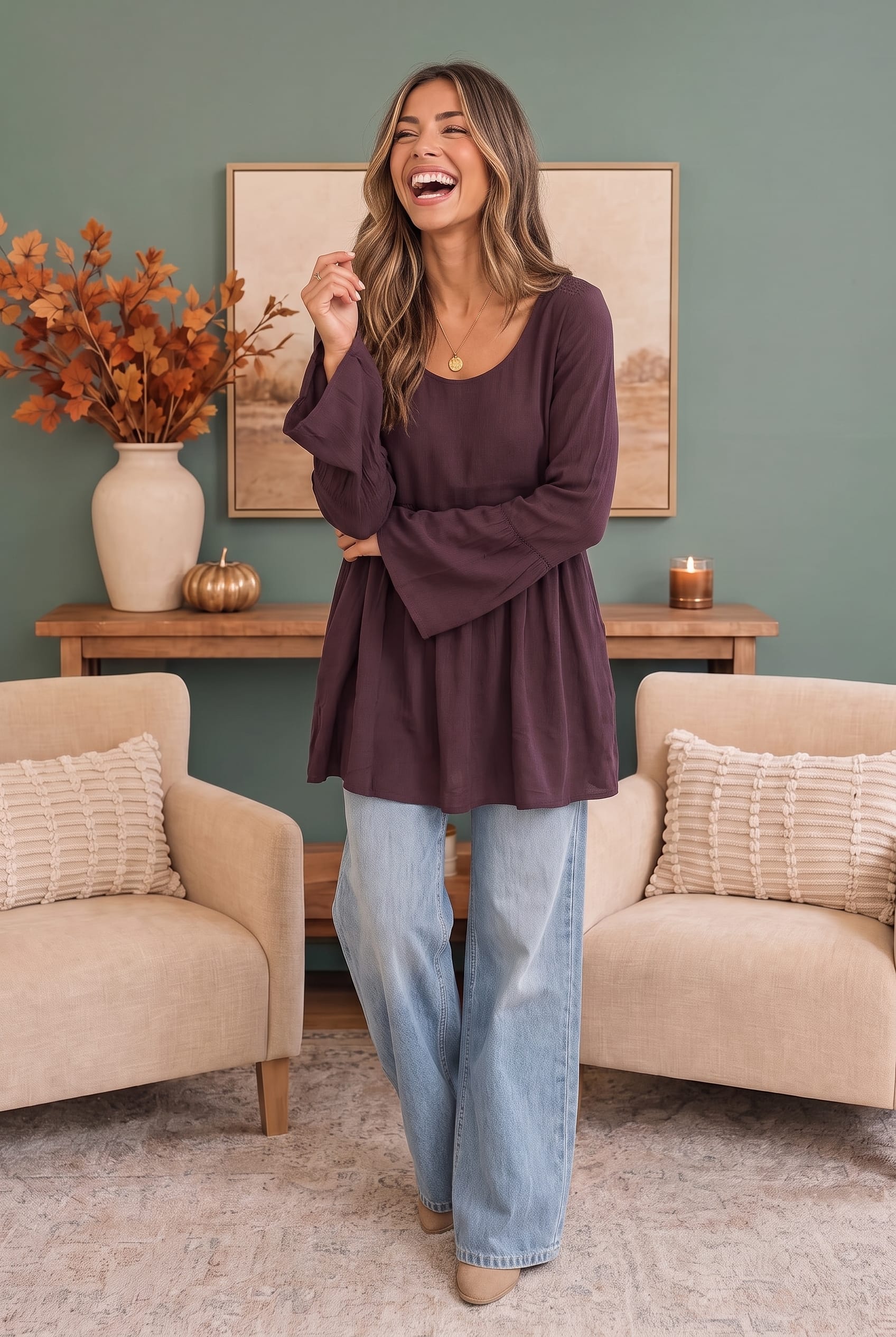Plum Woven Crochet Tunic Dress