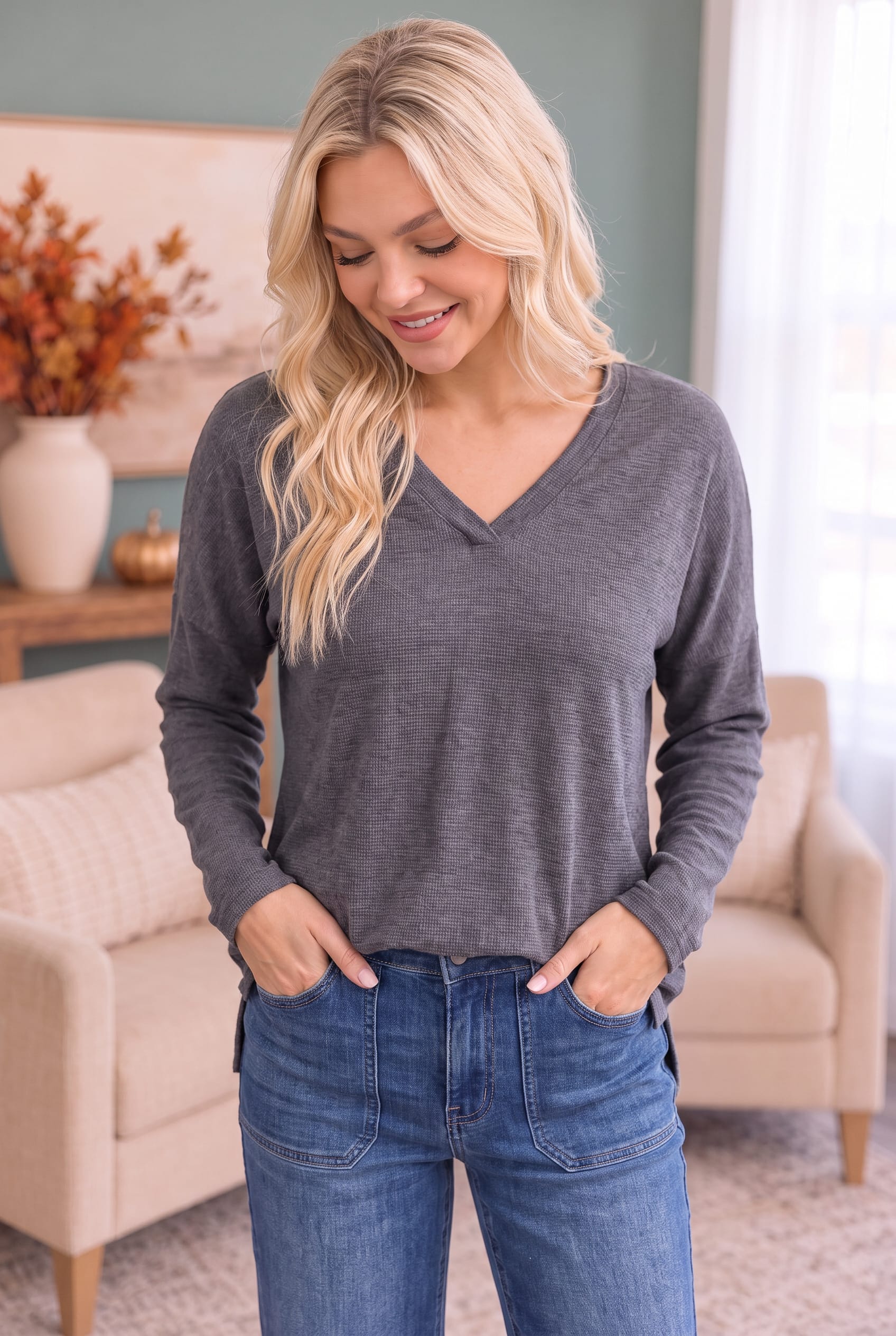 Charcoal Pocketed French Terry Top