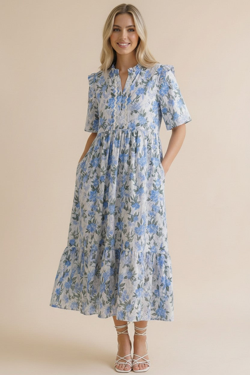 Cfc Ric Floral Ric Rac Babydoll Tiered Dress