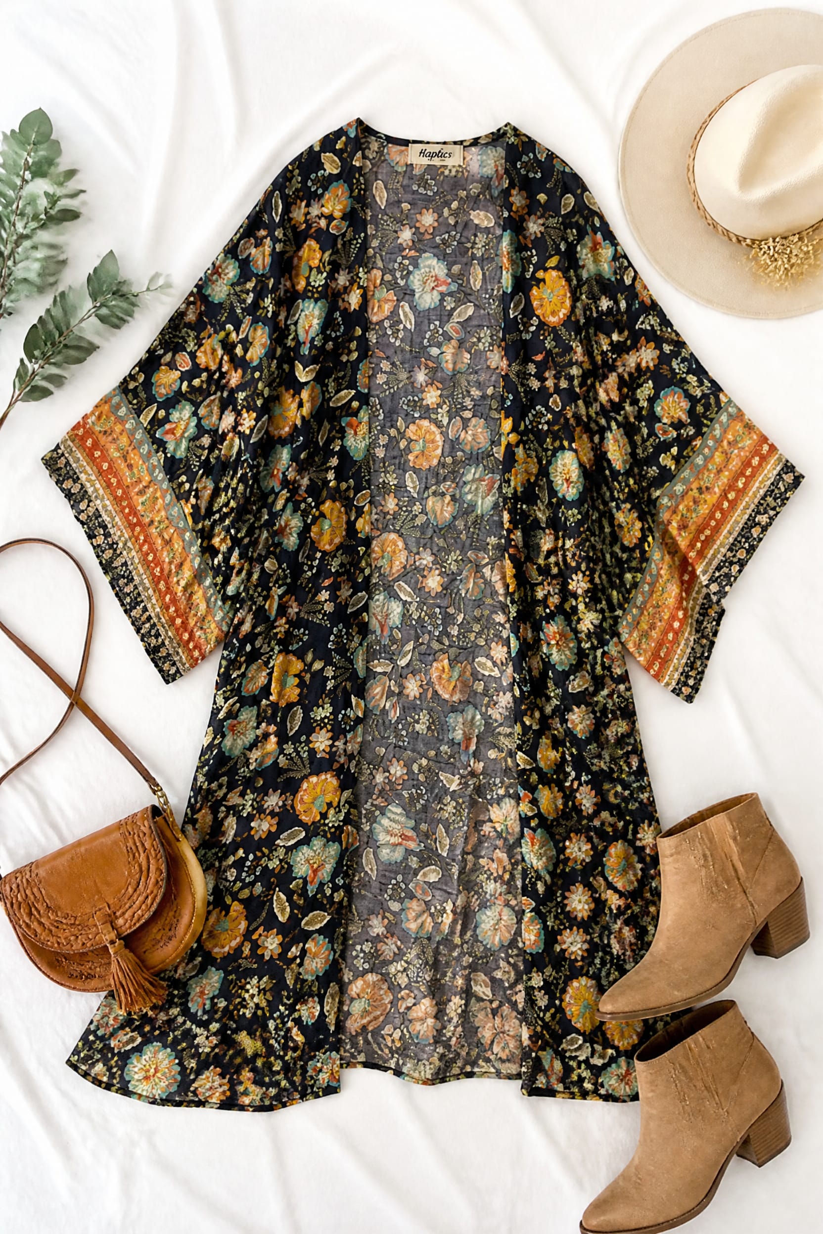 Boho Floral Kimono Cardigan with Bell Sleeves (All Smalls)