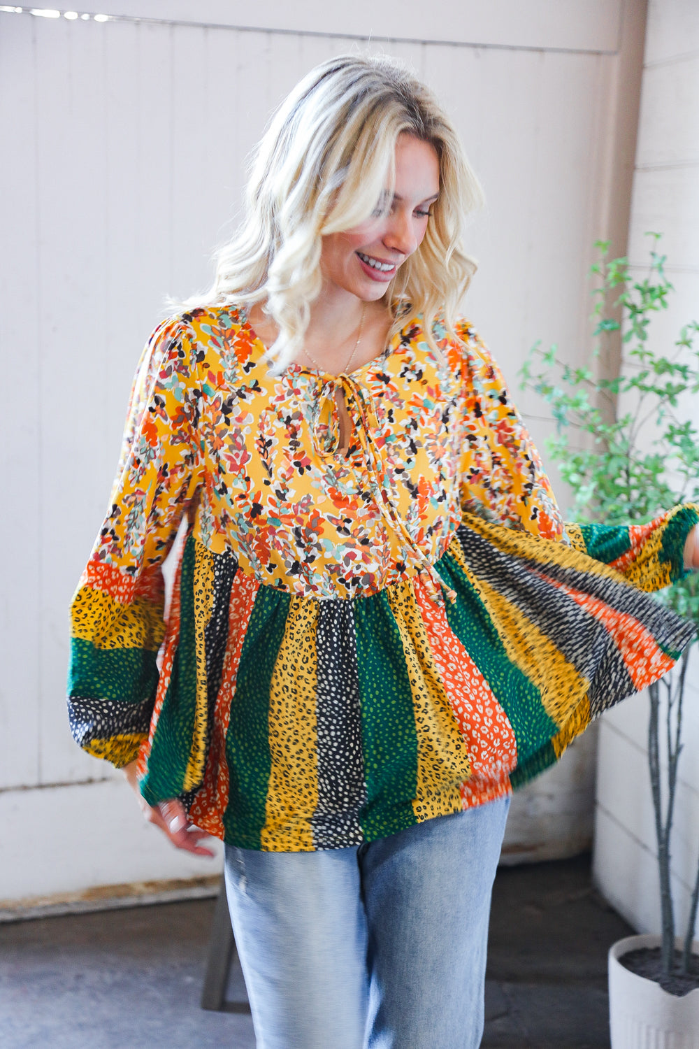 Floral & Animal Multi Print Top
