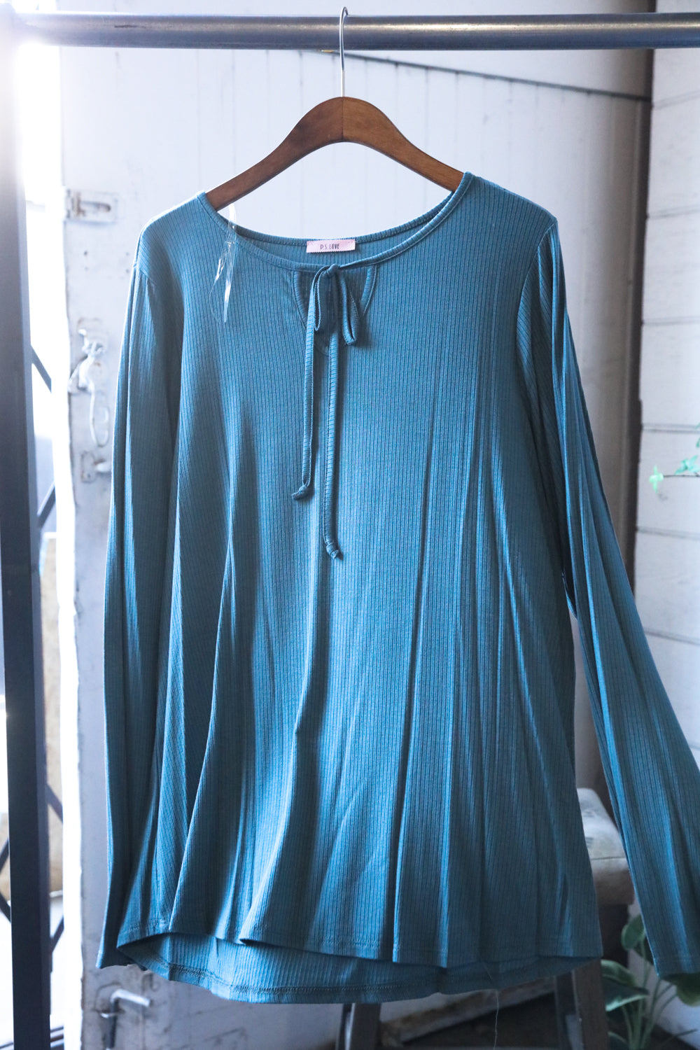 Plus Blue Ribbed Top