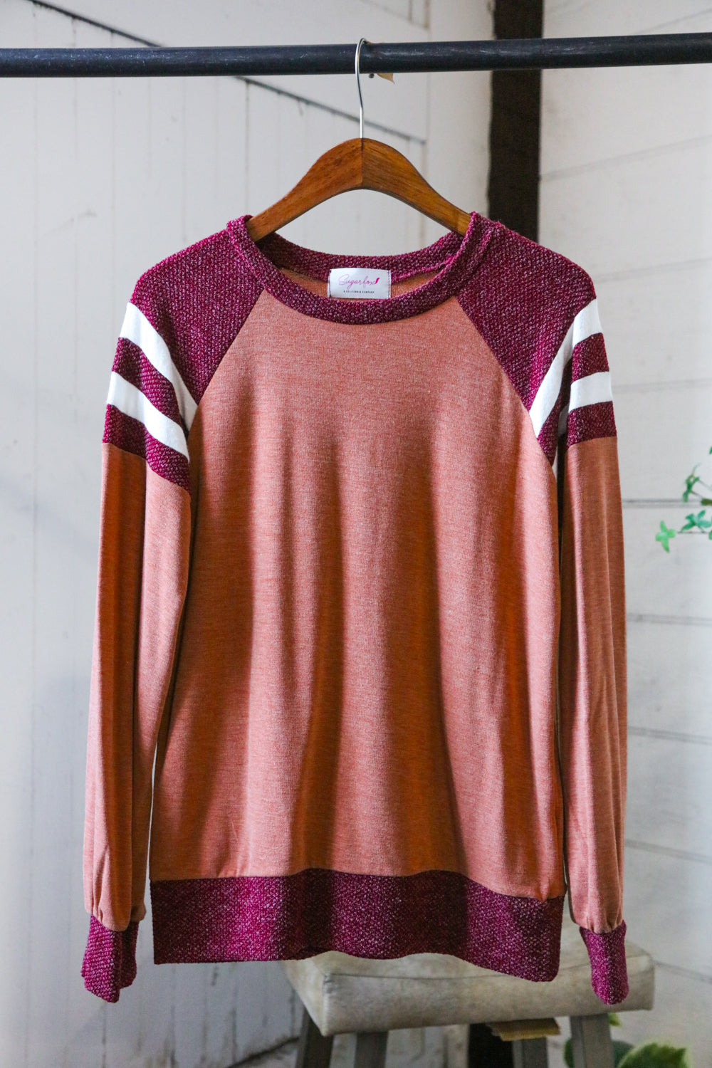 Rust Stripe Sleeve Sweater