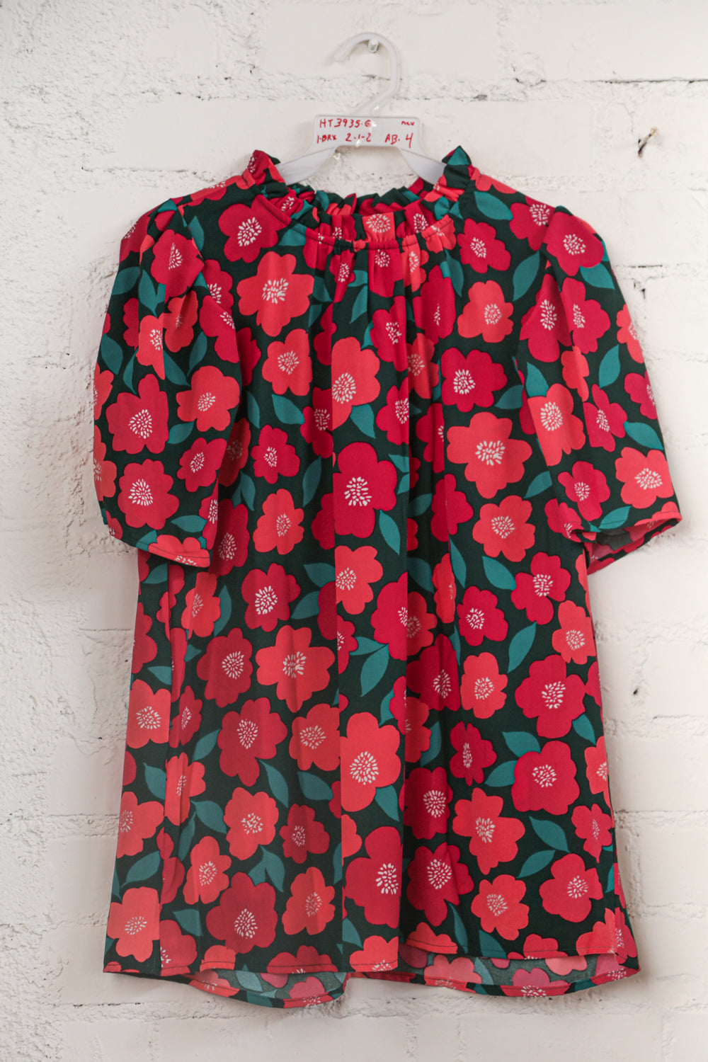 Fuchsia Floral Woven Blouse Top with Back Button