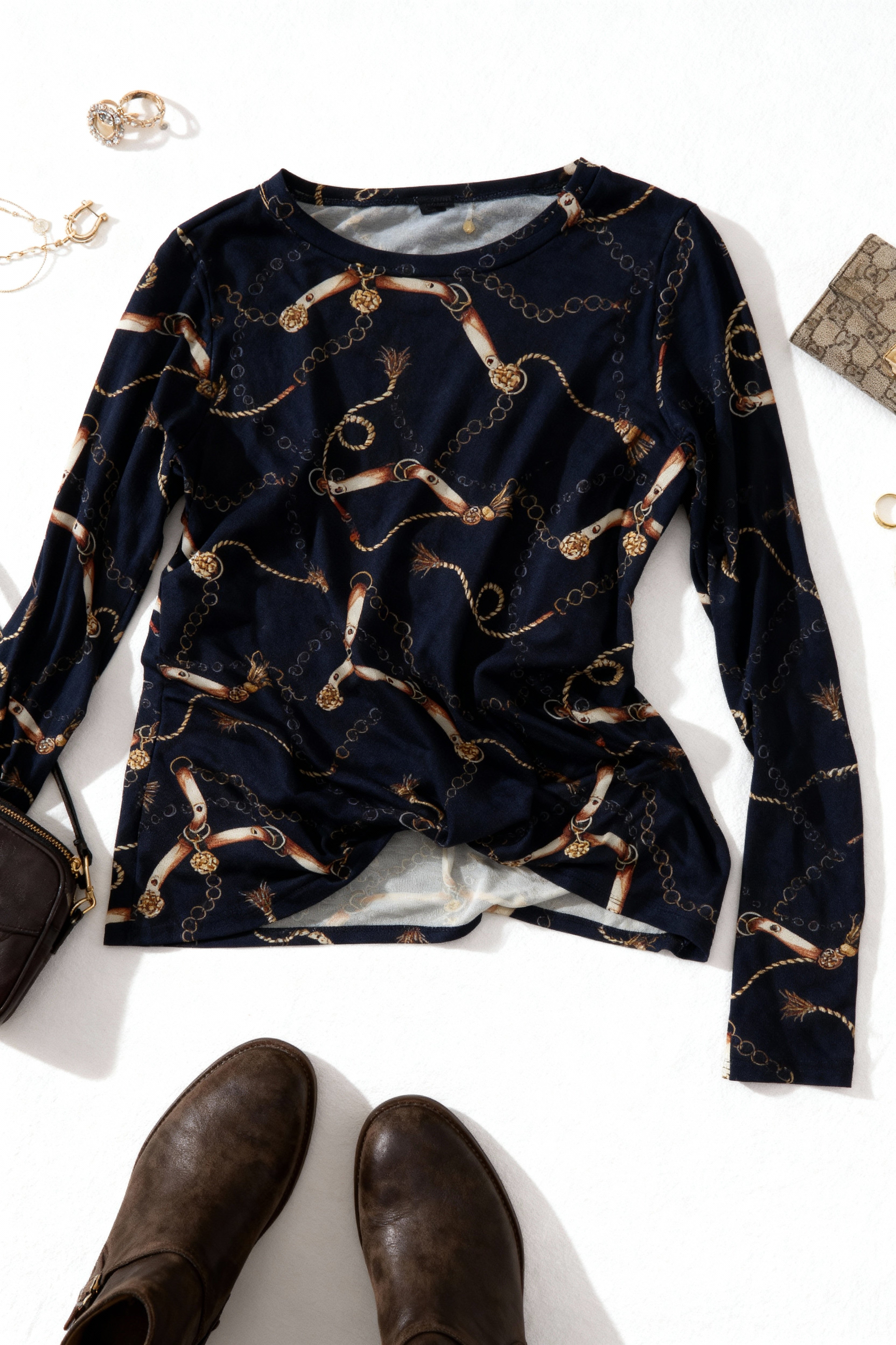 Navy Chain Design Top