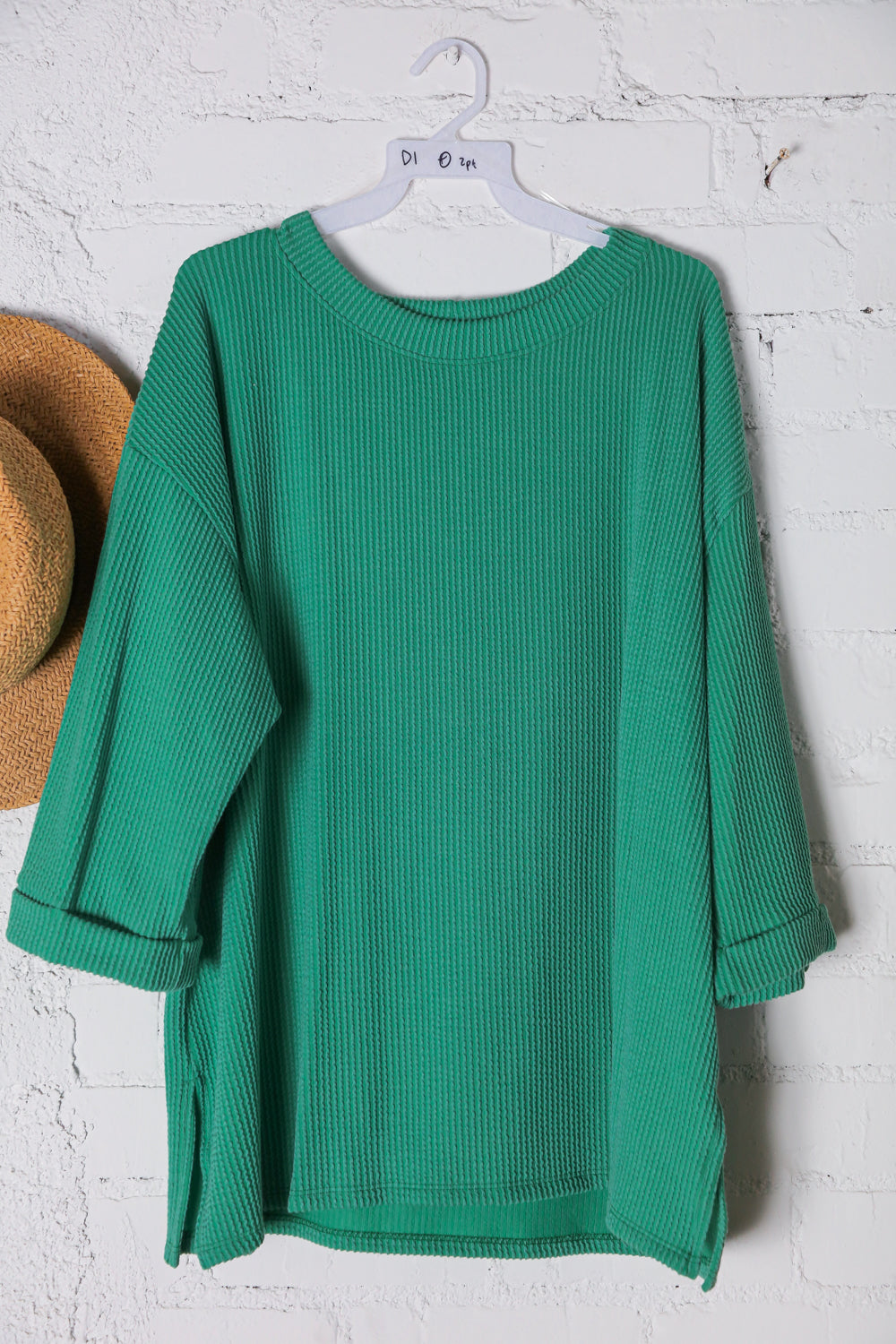 Plus Green Wavy Ribbed Top