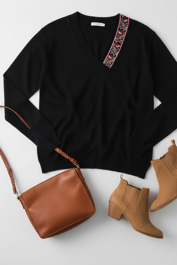 Black Jeweled Sweater (Open Pack)