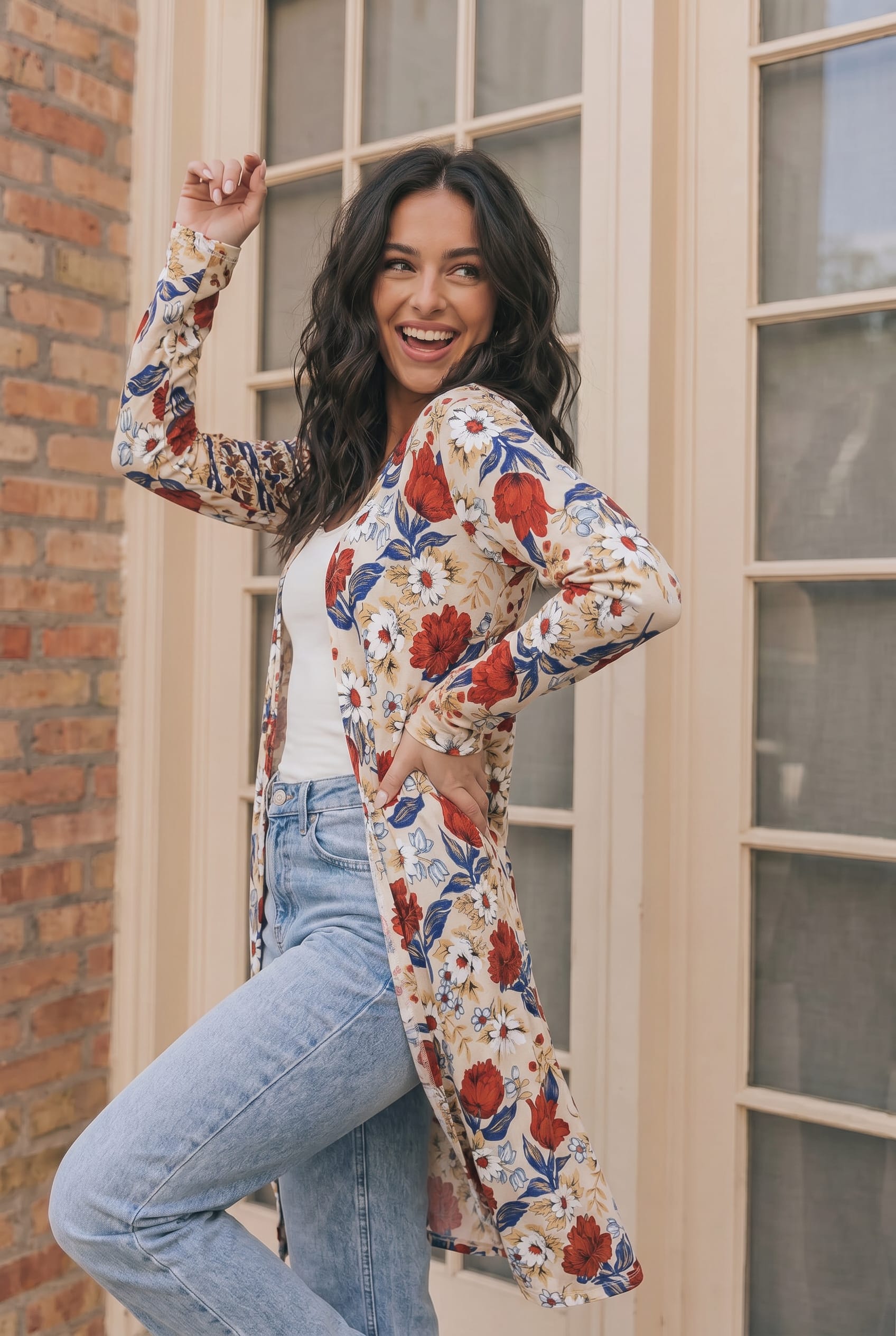 Taupe Floral Cardigan