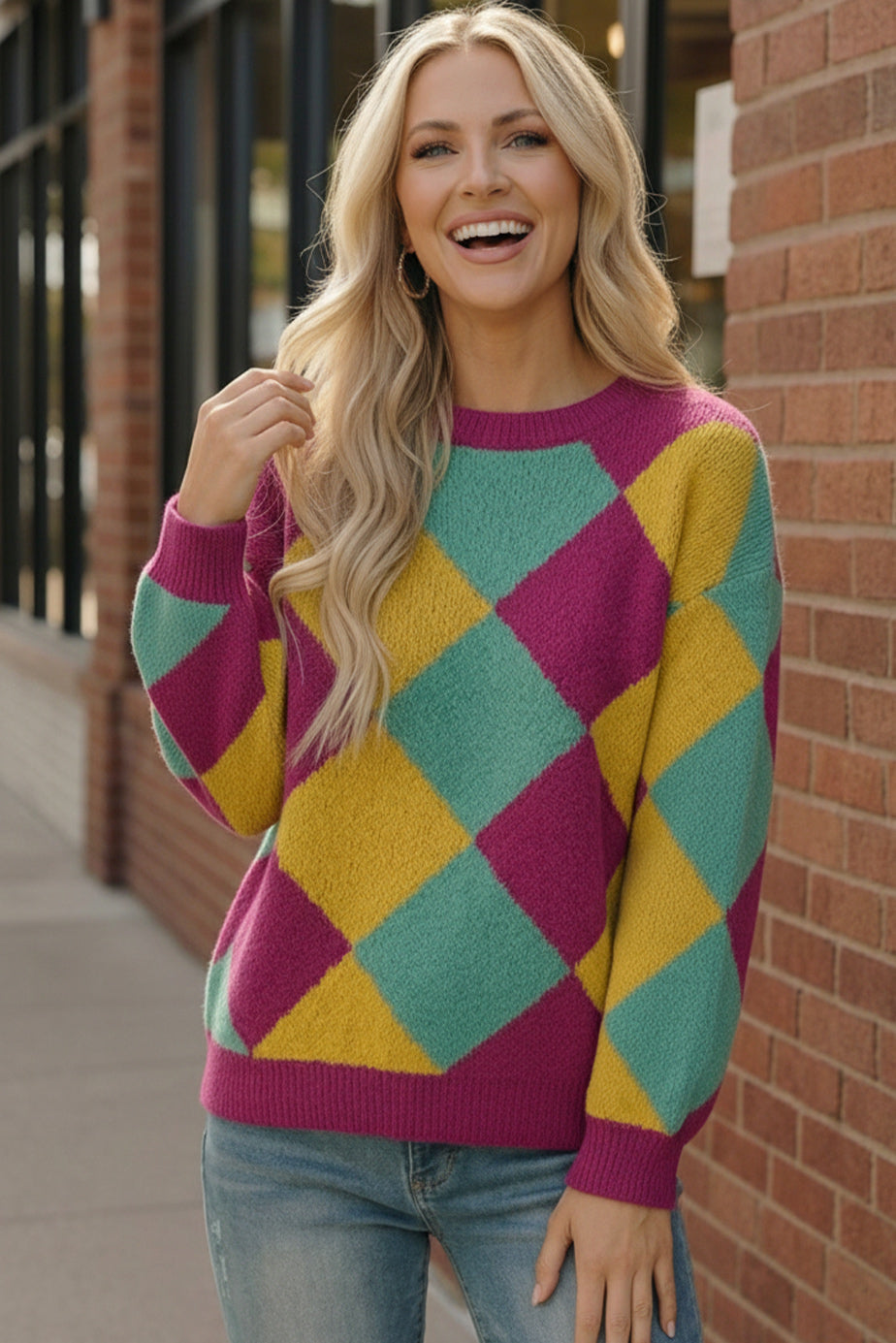 Color Crush Mardi Gras Argyle Knit (Open Pack)