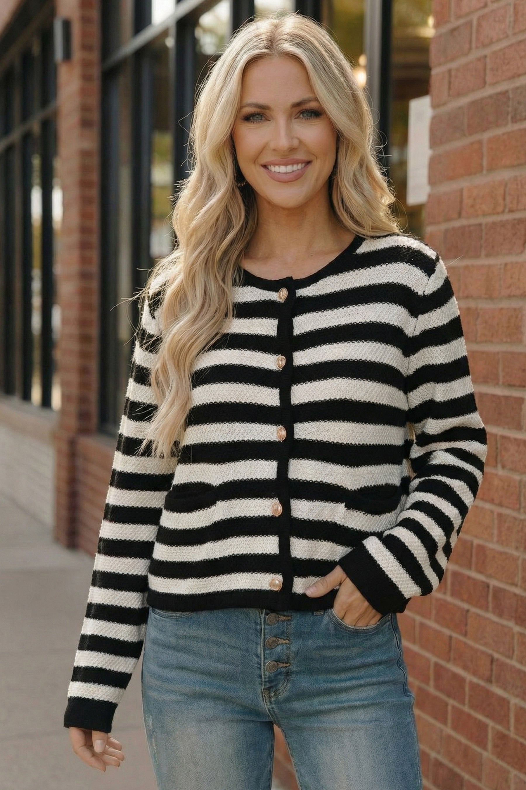 The Parisian Stripe Cardigan (Open Pack)
