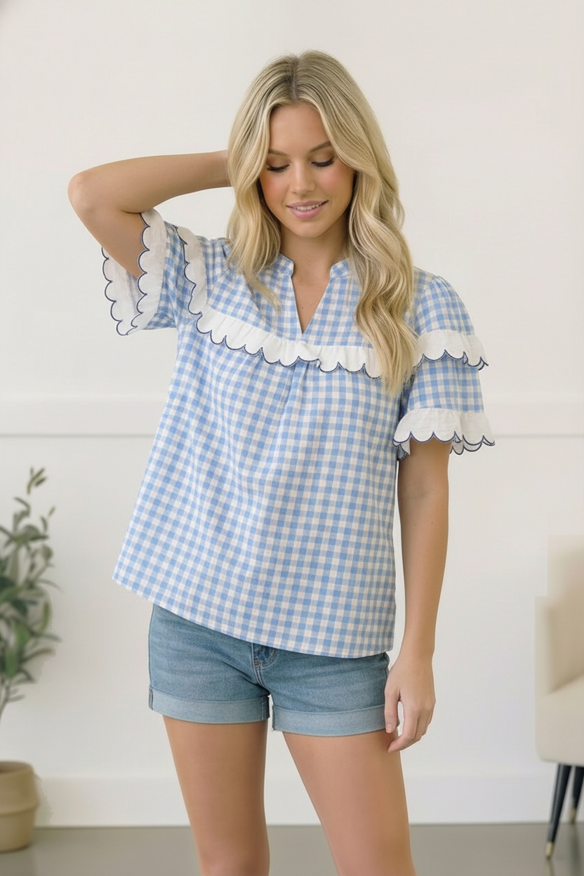 Sweet Meadow Cotton Gingham Top (Open Pack)