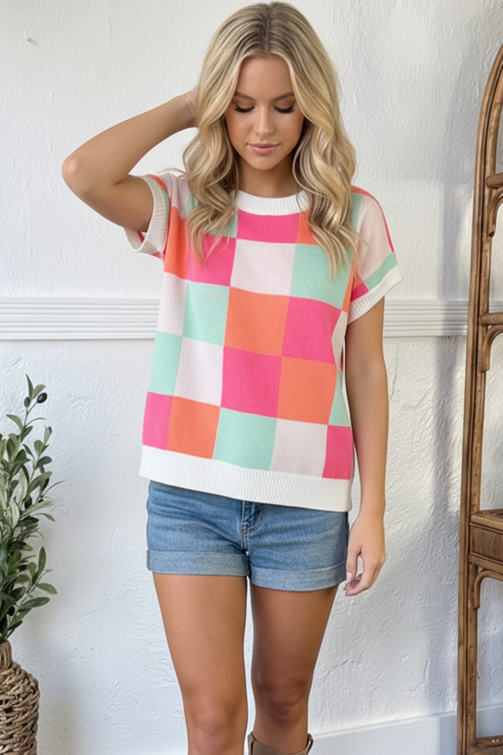 Hot Pink Sugar Rush Checkered Top (Open Pack)