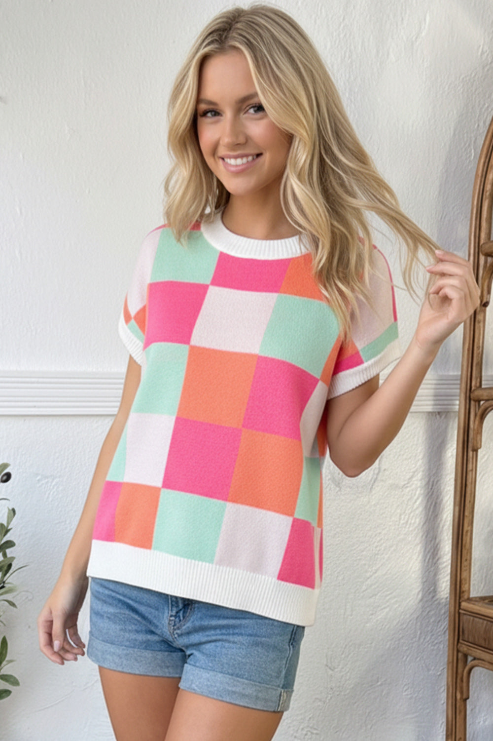 Hot Pink Sugar Rush Checkered Top (Open Pack)