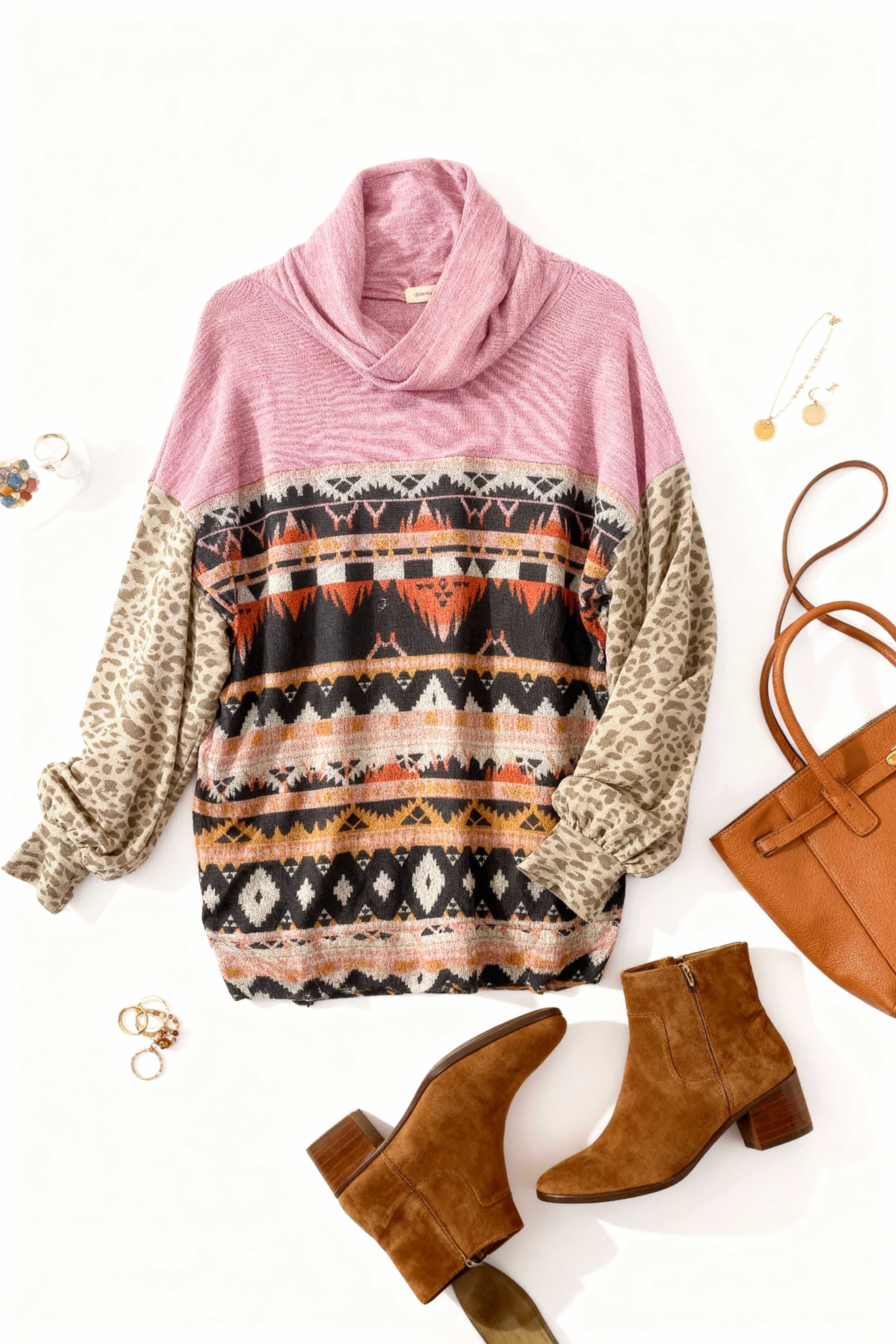 Tribal Cowl Neck Top