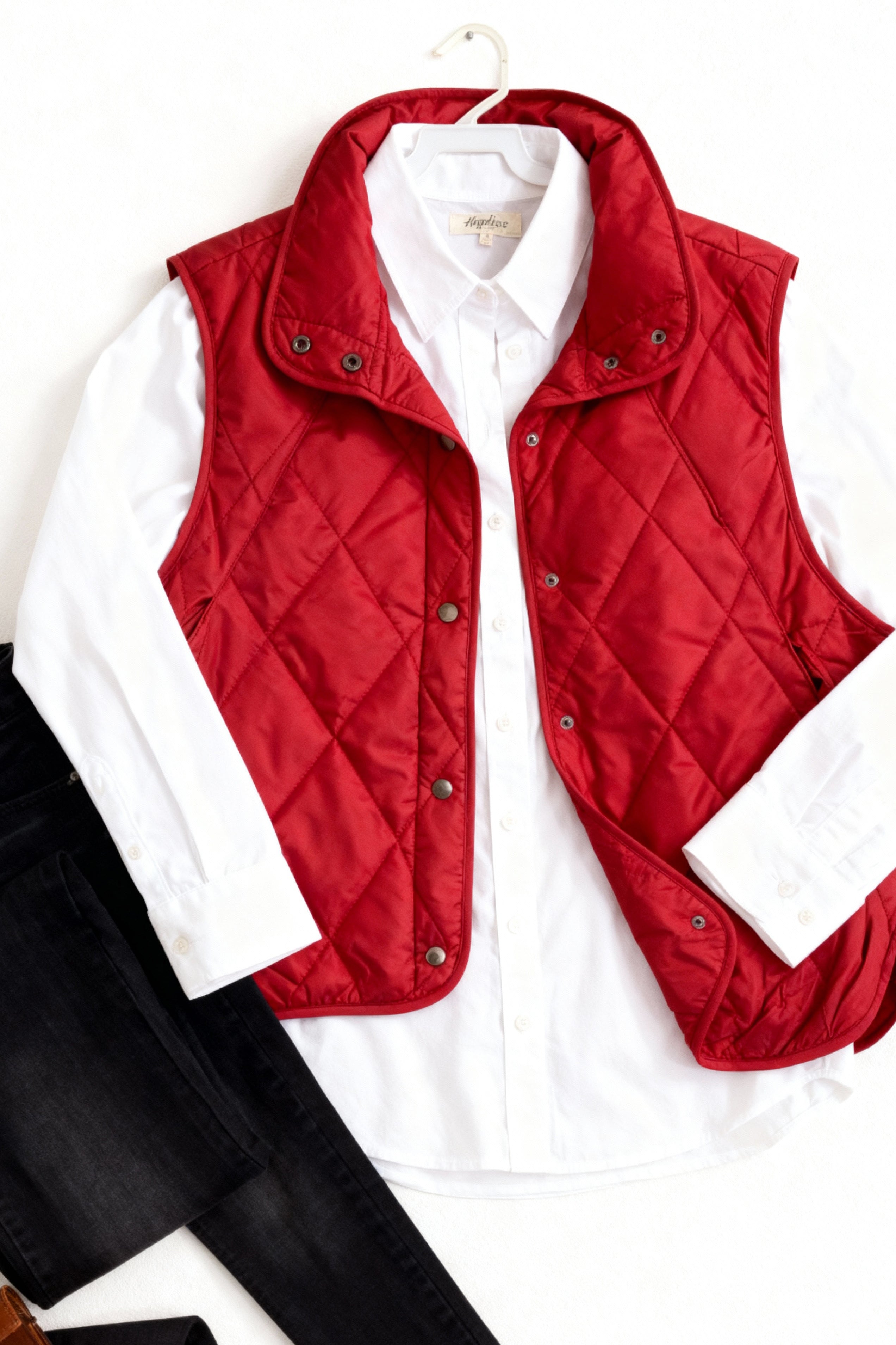 PLUS Burgundy Woven Puffer Vest