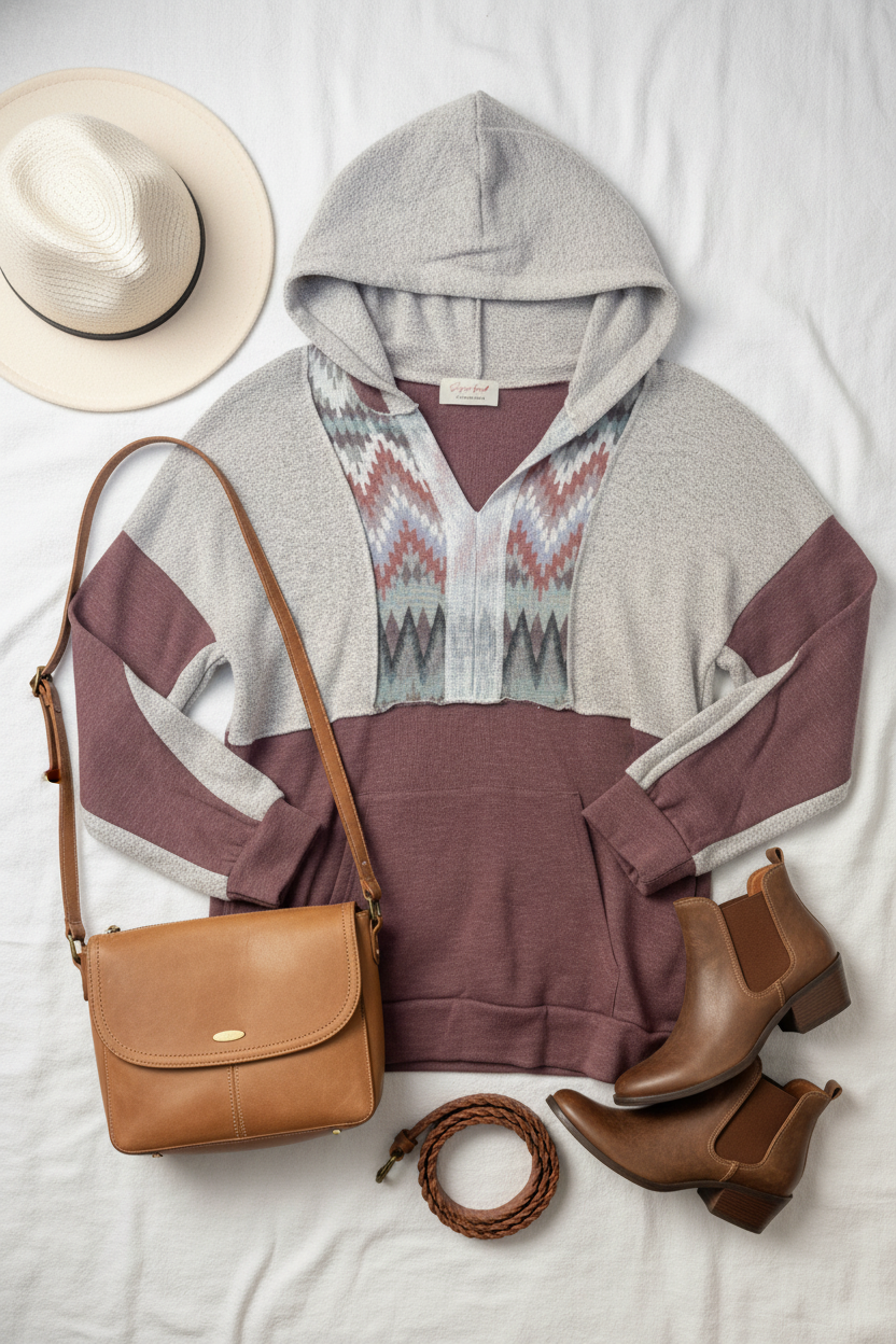 Mauve Tribal Hoodie