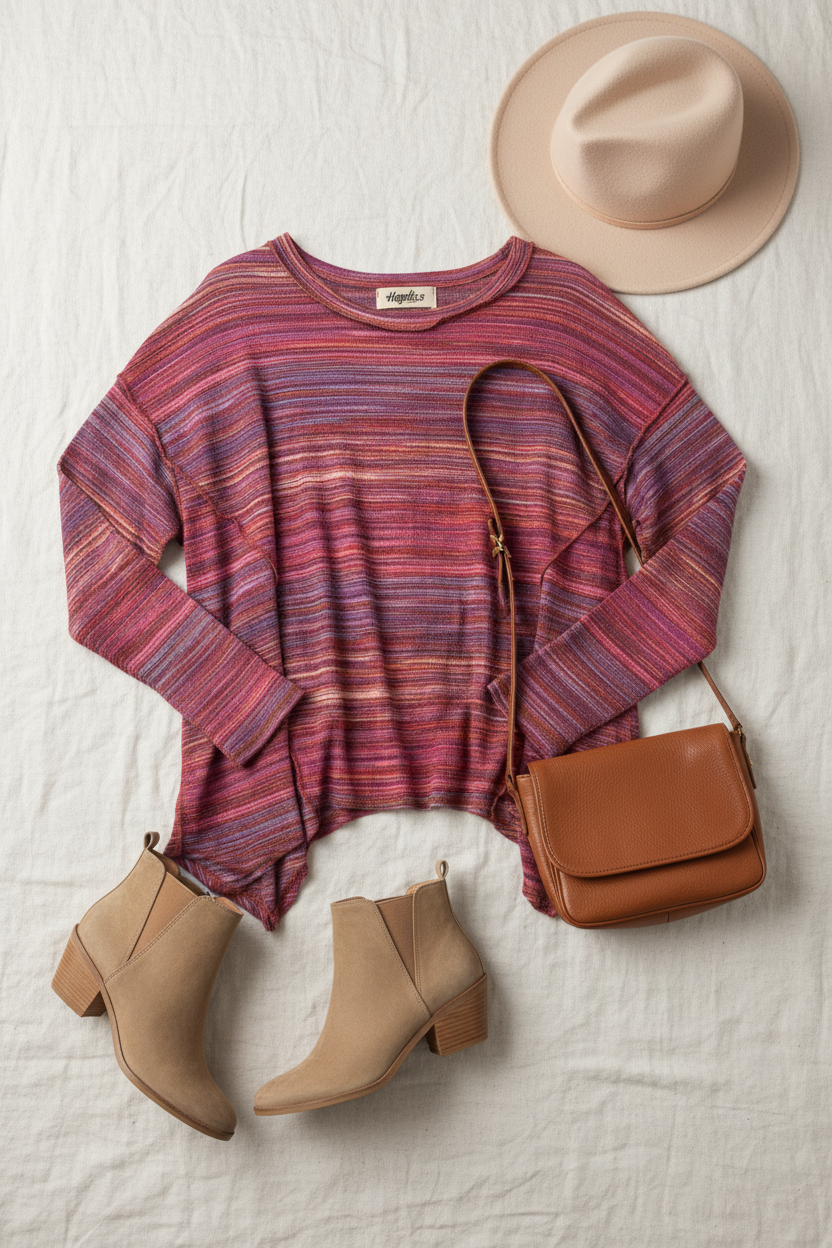 Stripe Design Outseam Top