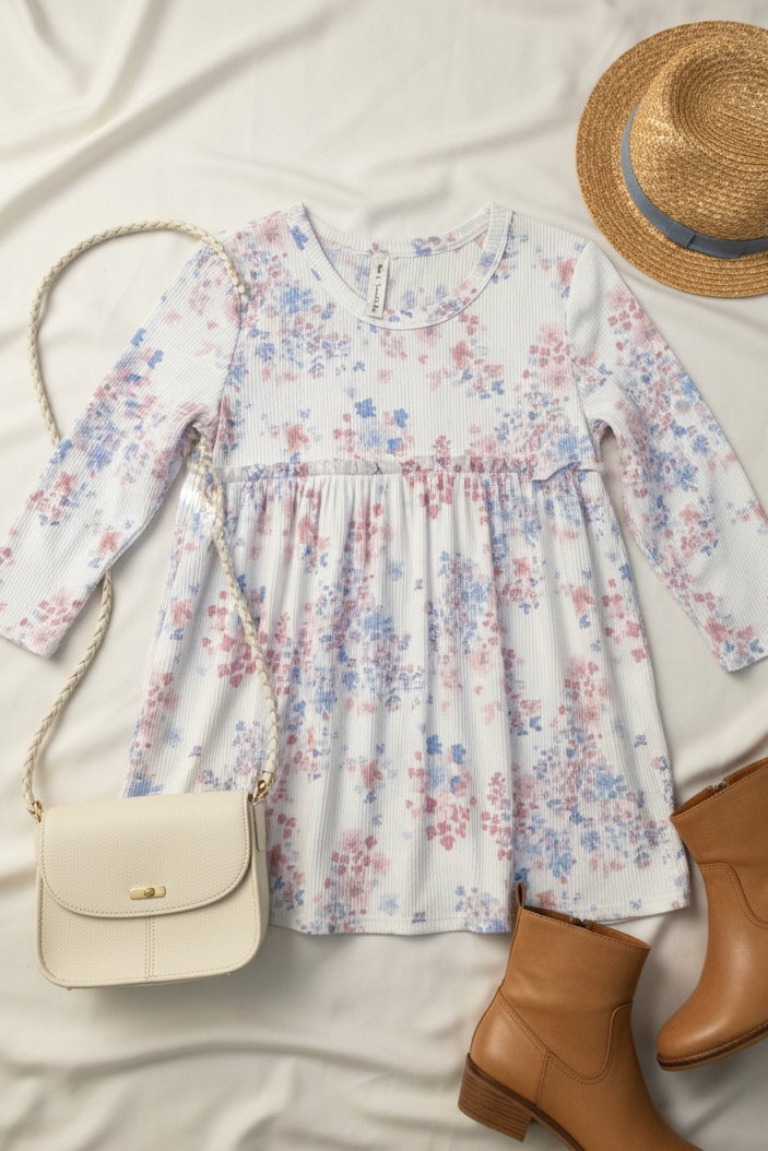Ivory Floral Babydoll Top