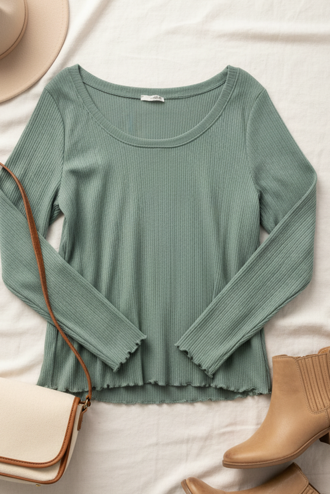 Plus Sage Textured Top