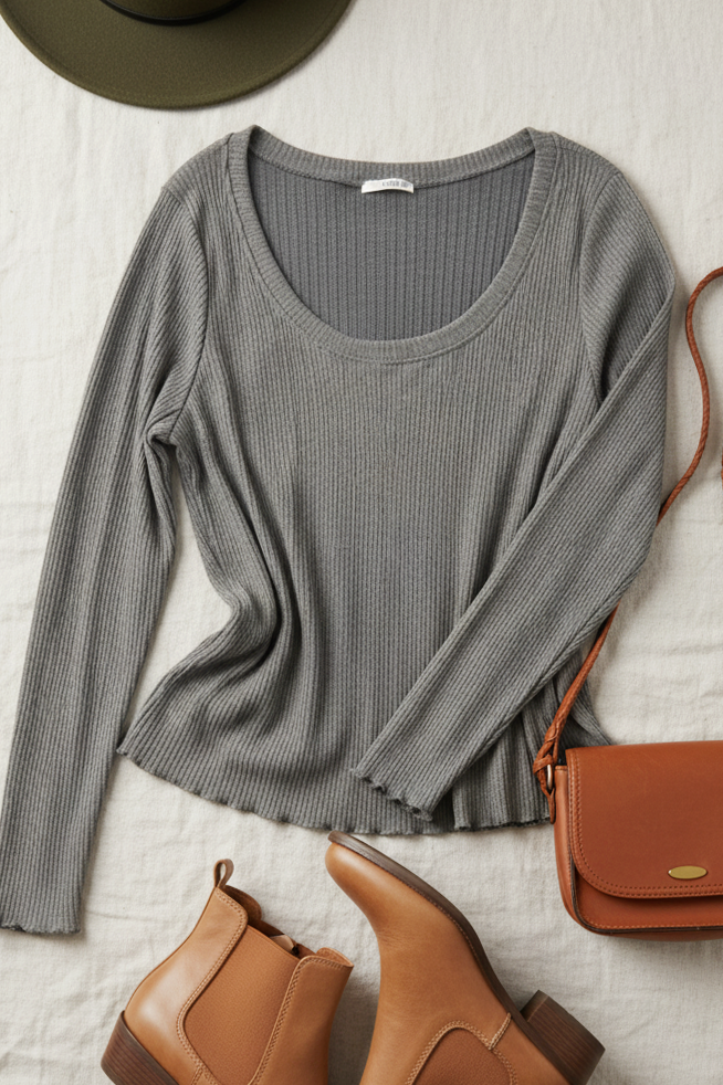 Plus Charcoal Textured Top