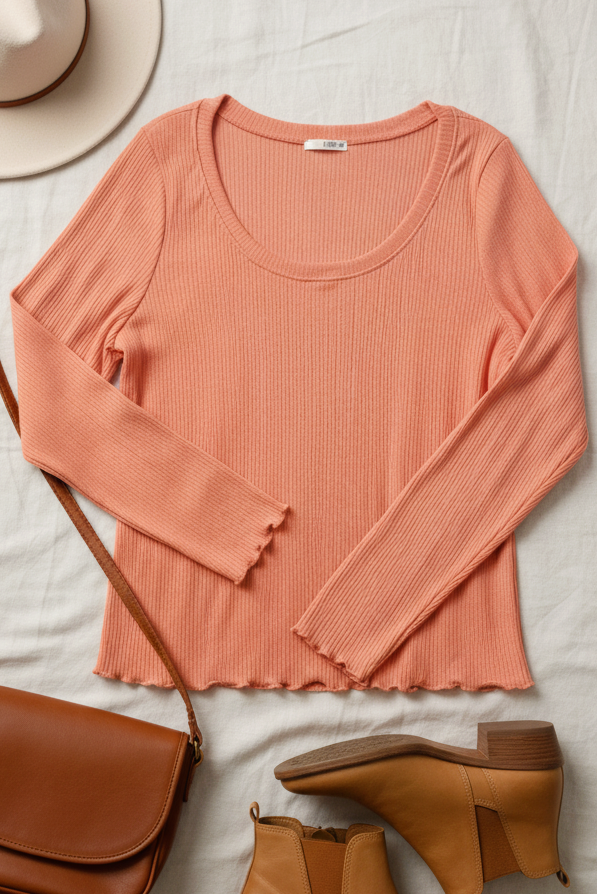 Plus Coral Textured Top