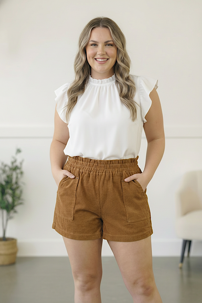 Plus Taupe Corduroy Shorts