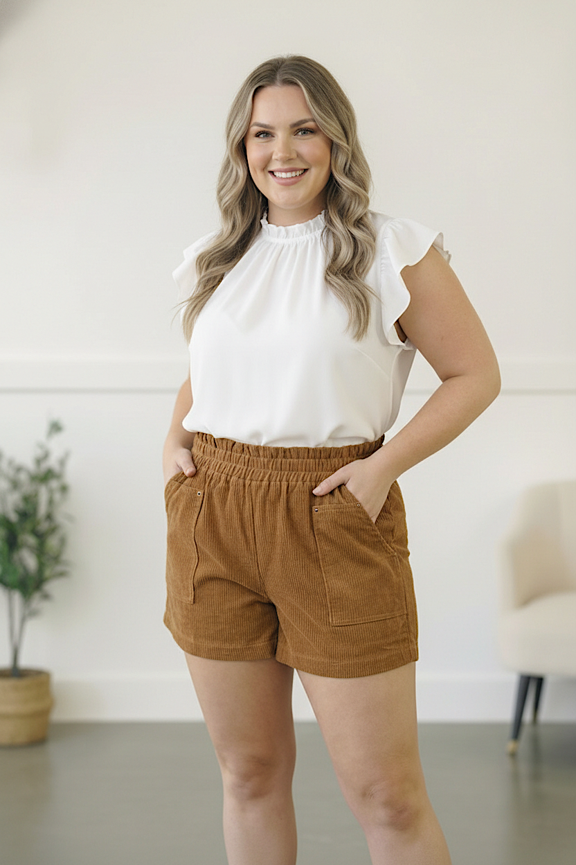 Plus Taupe Corduroy Shorts