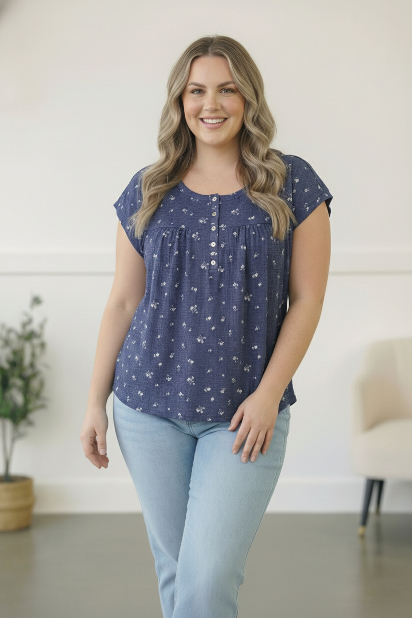 Plus Blue Floral Top