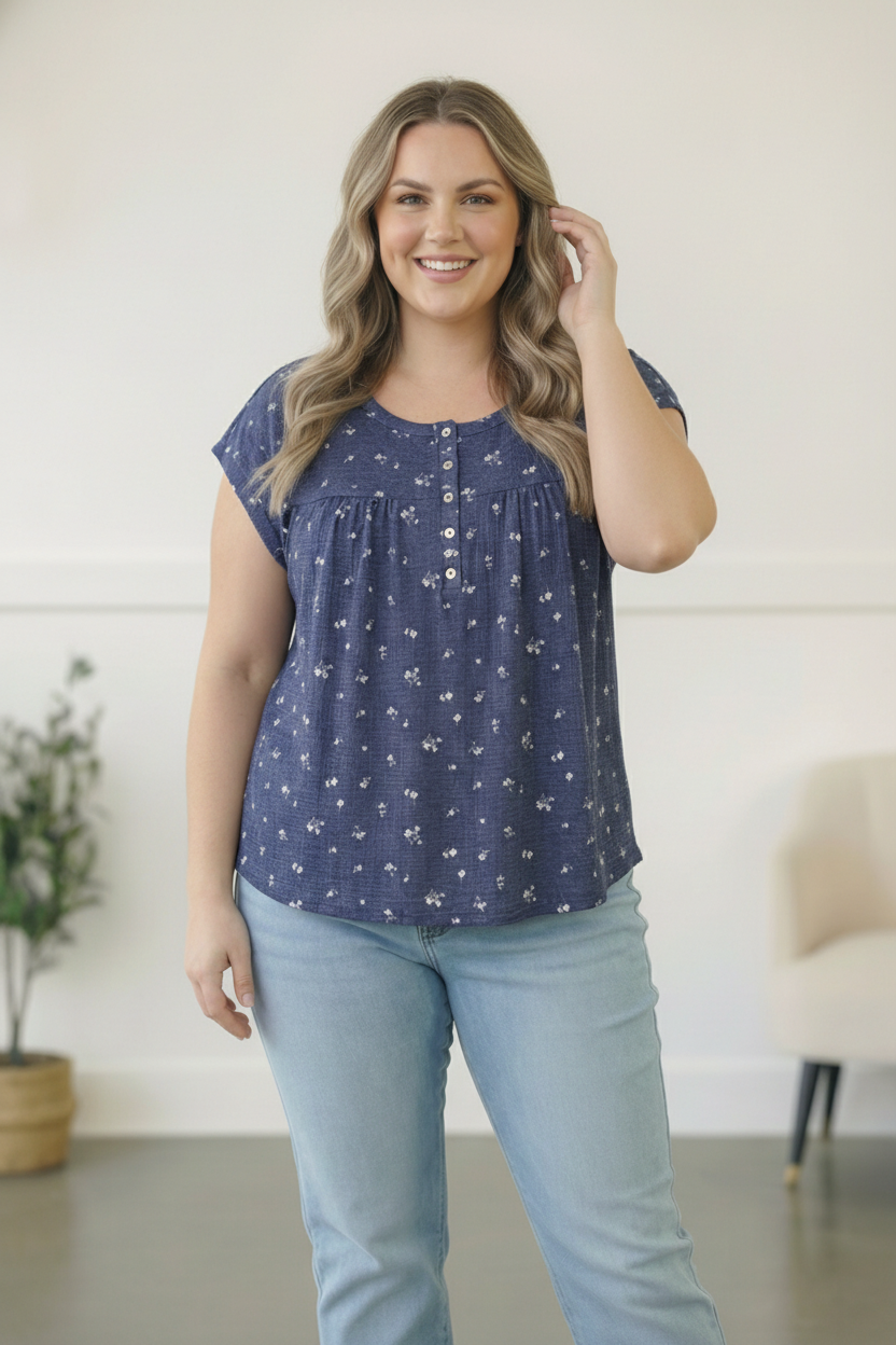 Plus Blue Floral Top