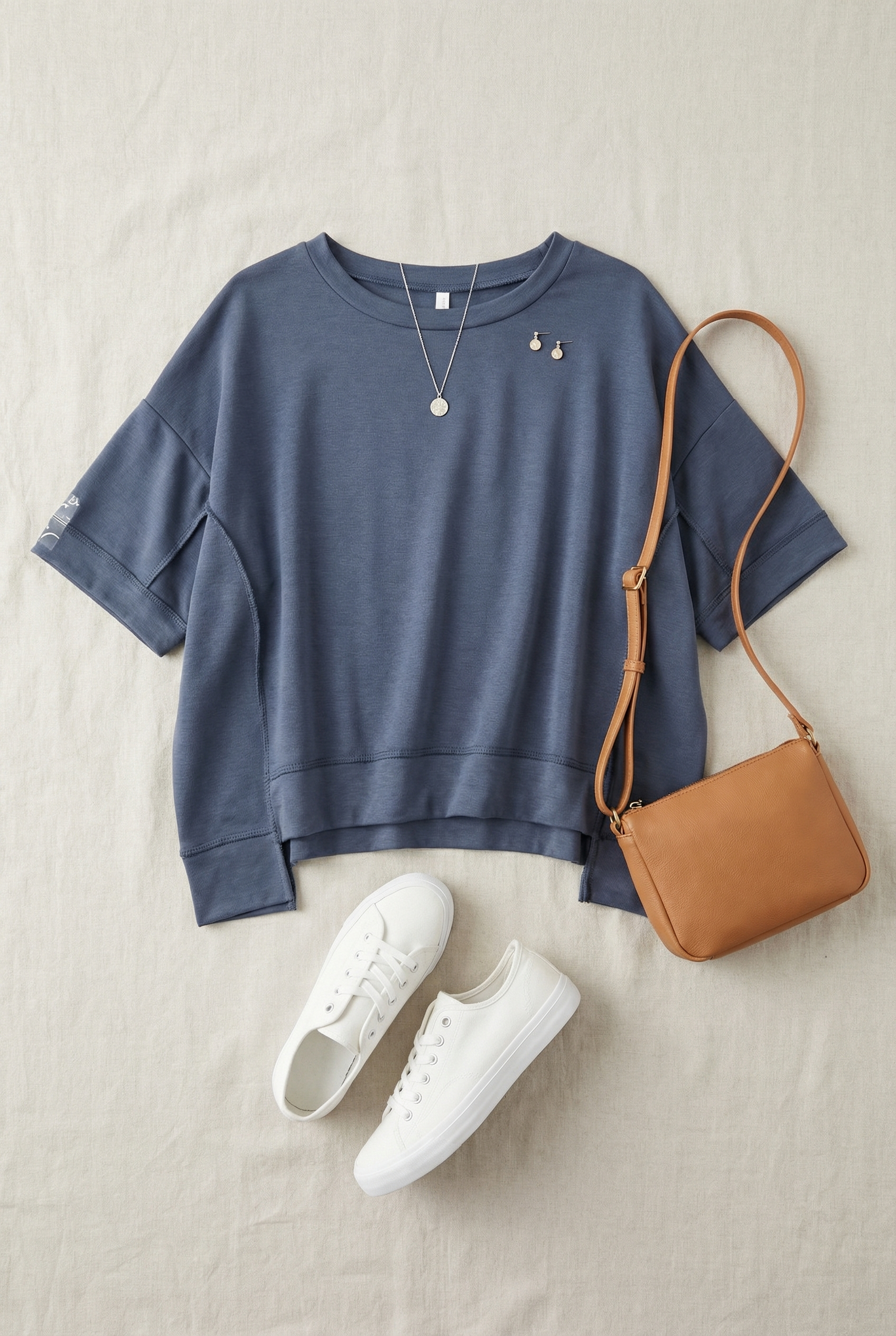 Denim Solid Outseam Design Top