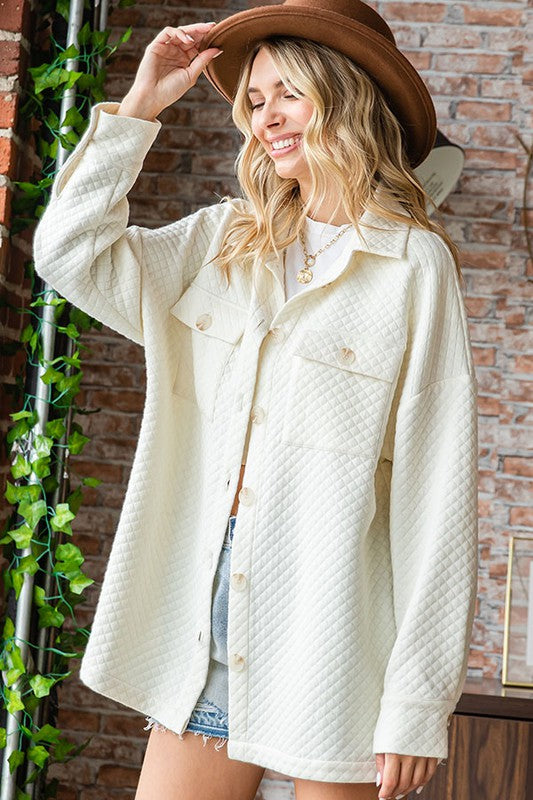 Ivory Textured Design Shacket