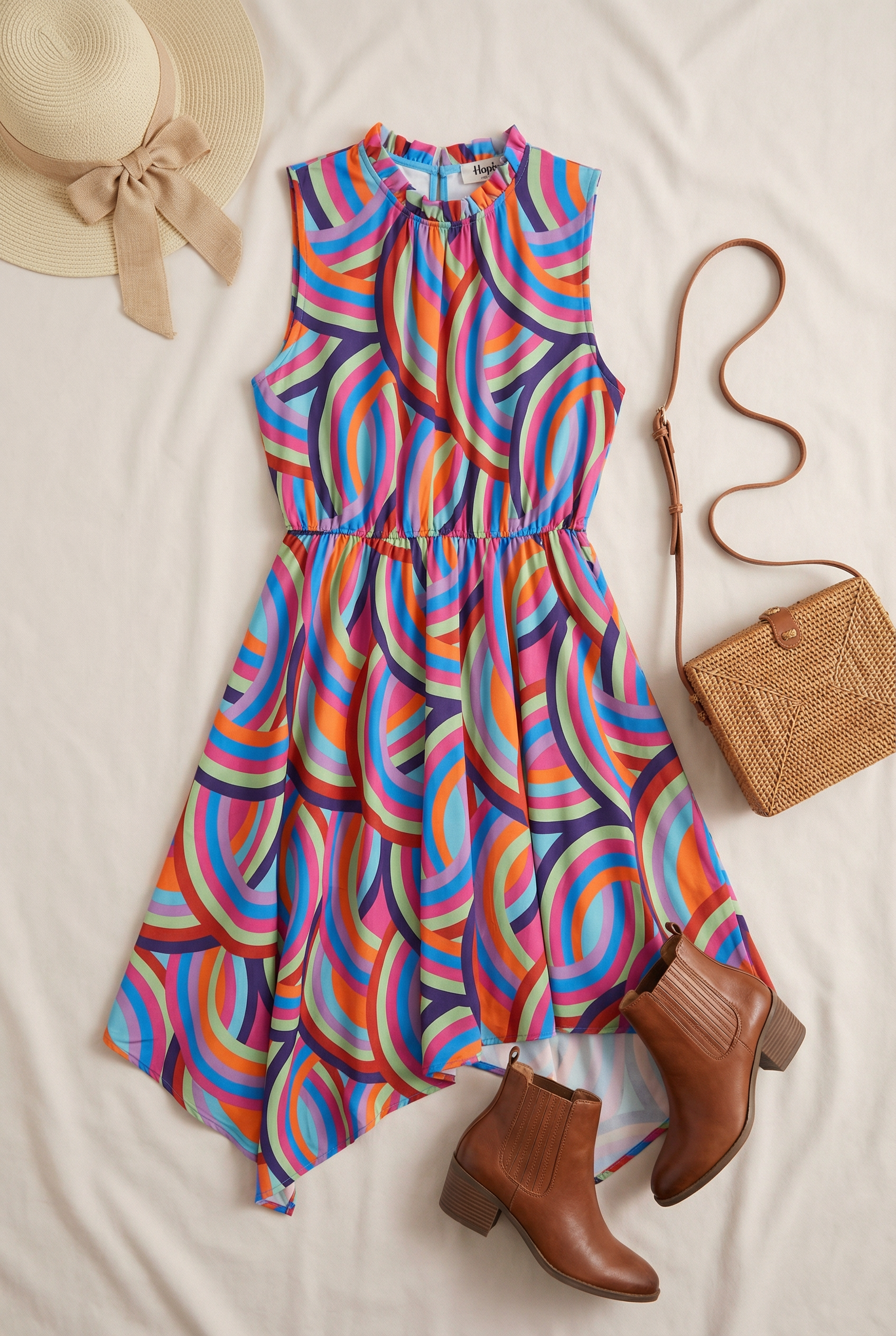 Multi Design Print Dress